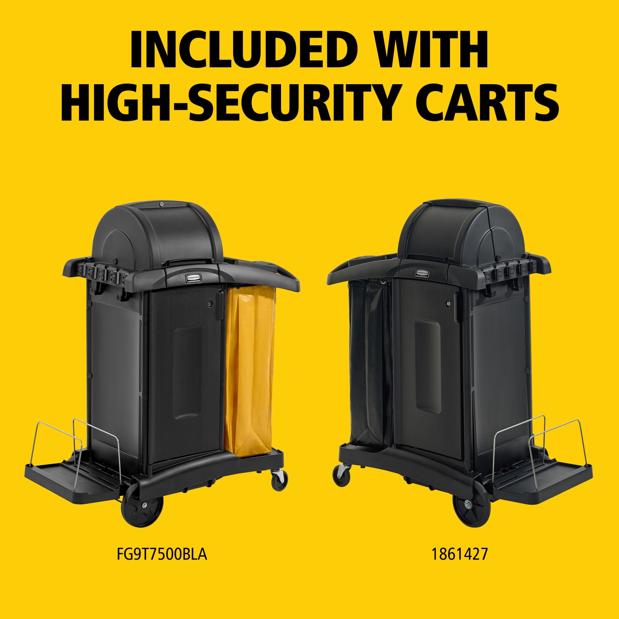 The Rubbermaid Commercial Products® Locking Security Doors, designed for RCP High-Capacity and High-Security Janitorial Cleaning Carts, combine supply concealment with reinforced durability to help maintain an elevated facility appearance and protect essential cleaning products.