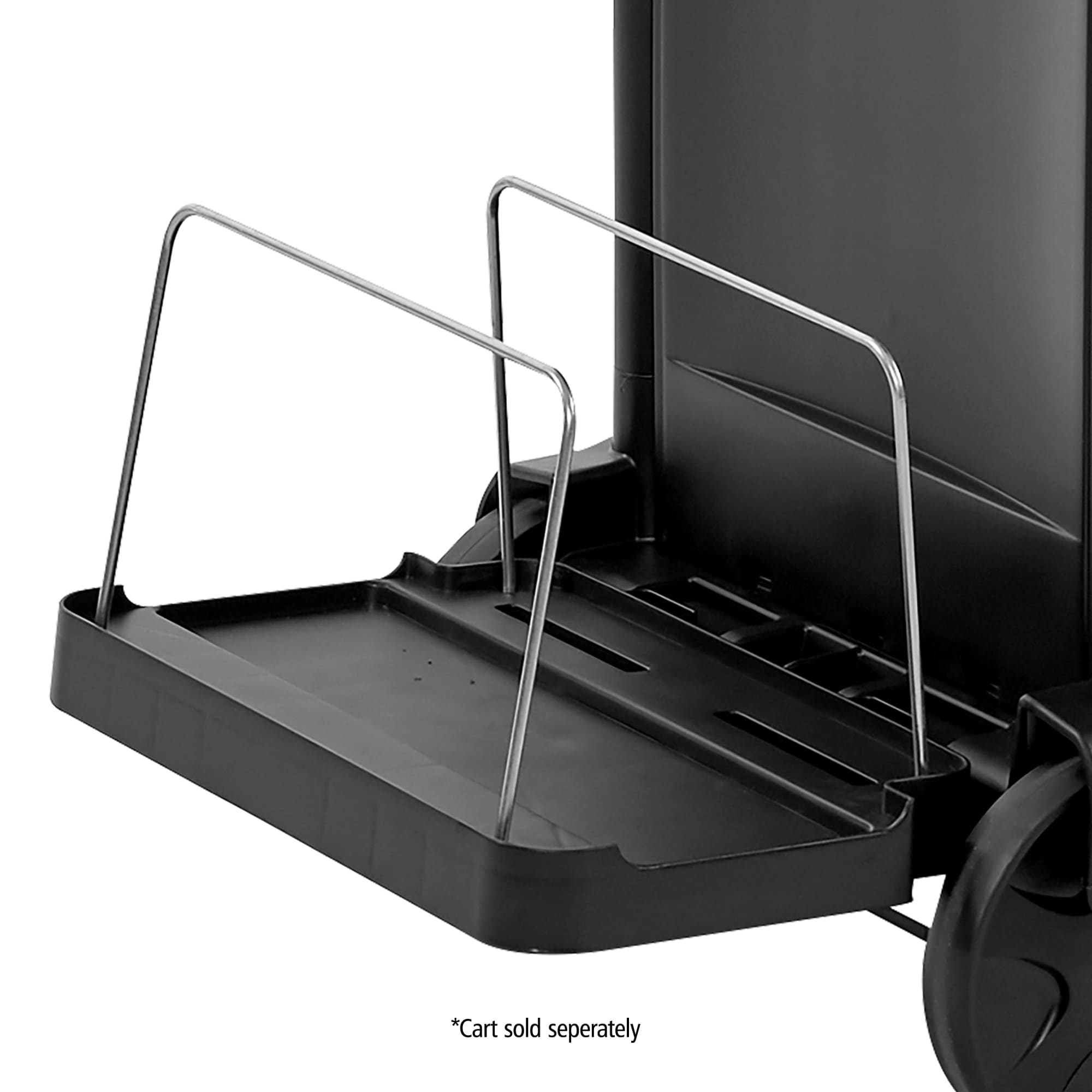 The Rubbermaid Commercial Products® HYGEN™ Microfiber Charging Bucket Stabilizers help maintain stable transport of microfiber charging buckets on all current RCP Janitorial Cleaning Carts.