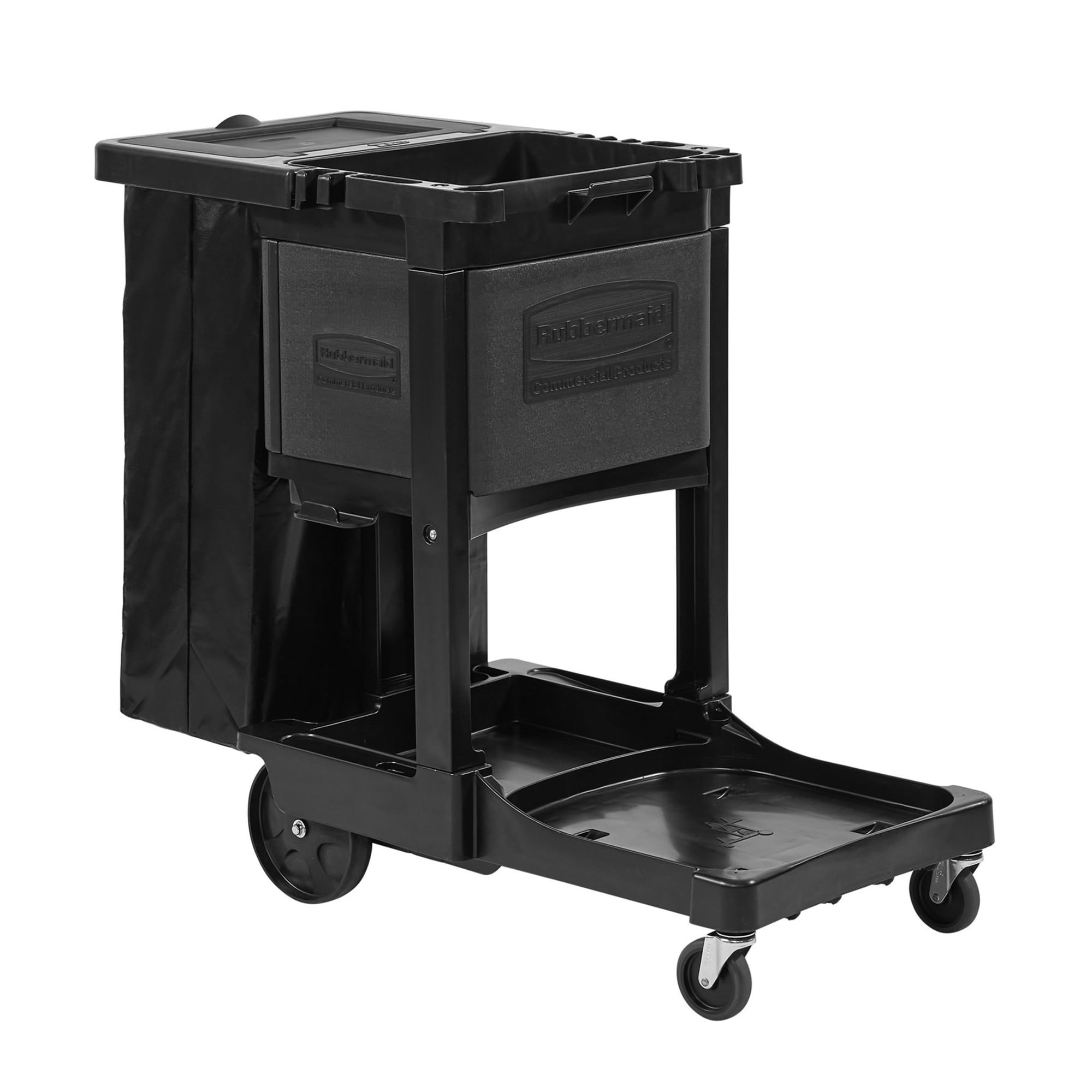 The Rubbermaid Commercial Products® Executive Traditional Janitorial Cleaning Cart delivers lightweight maneuverability and secure storage, supporting efficient cleaning workflows while helping safeguard essential supplies.