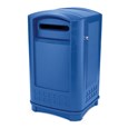 The Rubbermaid Commercial Plaza Jr. Trash Can offers contemporary styling with a side-opening door for ergonomic waste emptying.