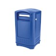 The Rubbermaid Commercial Plaza Jr. Trash Can offers contemporary styling with a side-opening door for ergonomic waste emptying.