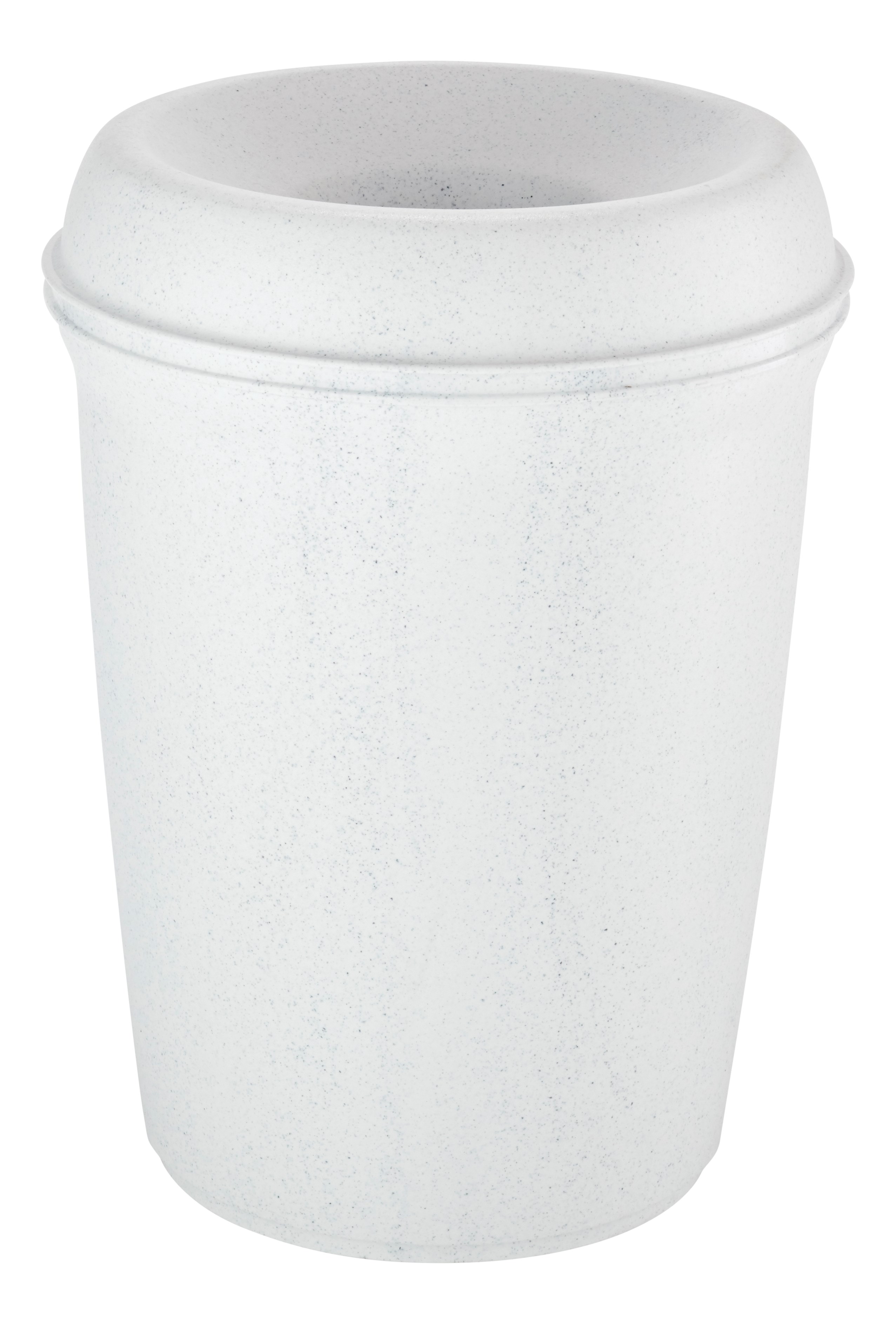 The Rubbermaid Commercial Atrium® Classic Trash Can features a funnel-top for easy, hands-free use.