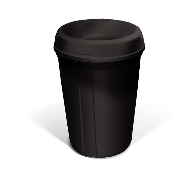 The Atrium® Classic Container with Funnel Top is a heavy-duty plastic container with an attractive open-top style for hygienic waste disposal.