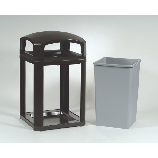 The Landmark Series® Classic Container has a dome frame, lock option and comes with a rigid liner. It is an ideal solution for high-volume outdoor waste collection with the addition of locking capability for added security.