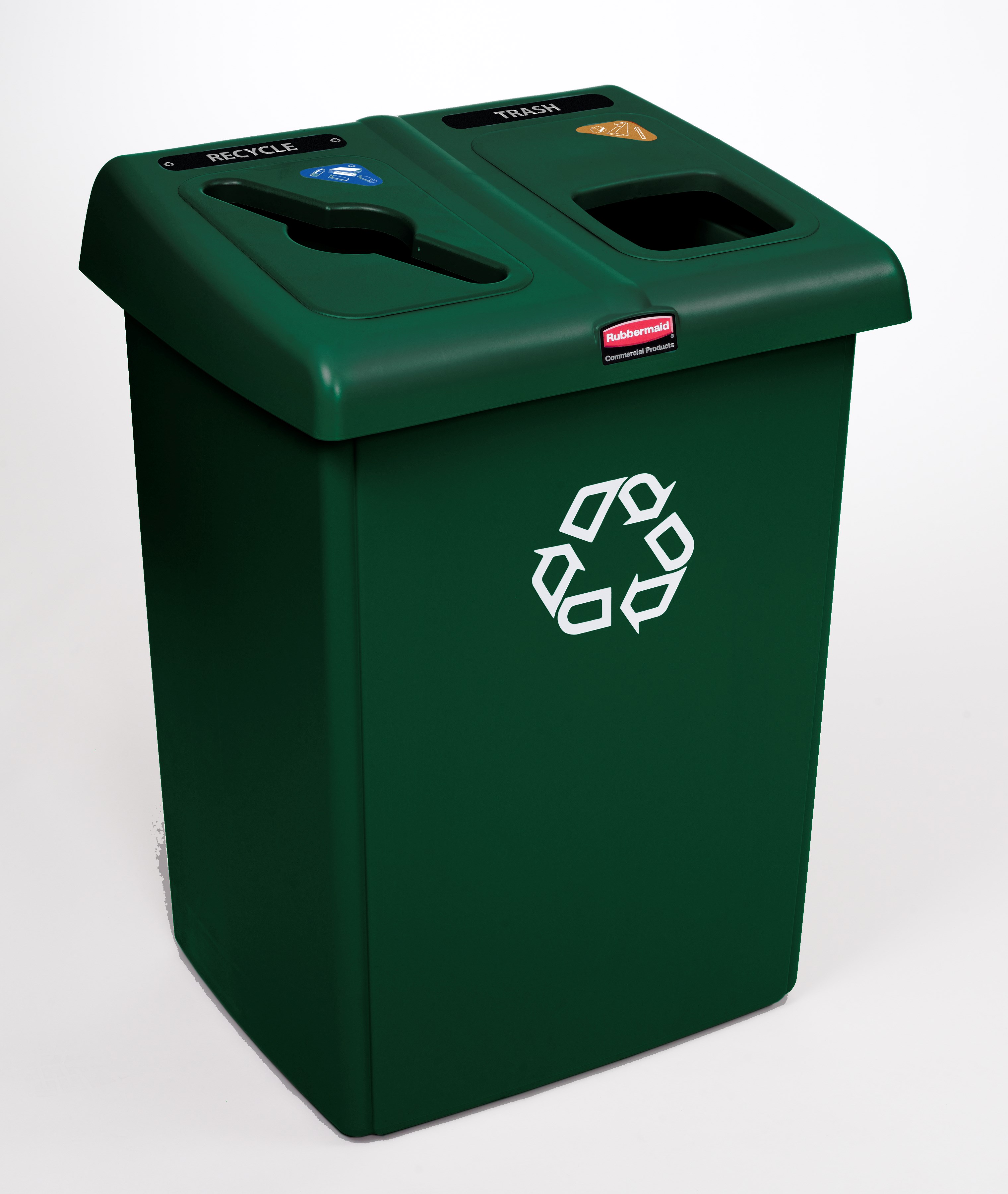 The Two-Stream Glutton® Recycling Station is a high-capacity, all-in-one centralized solution for efficient waste separation.