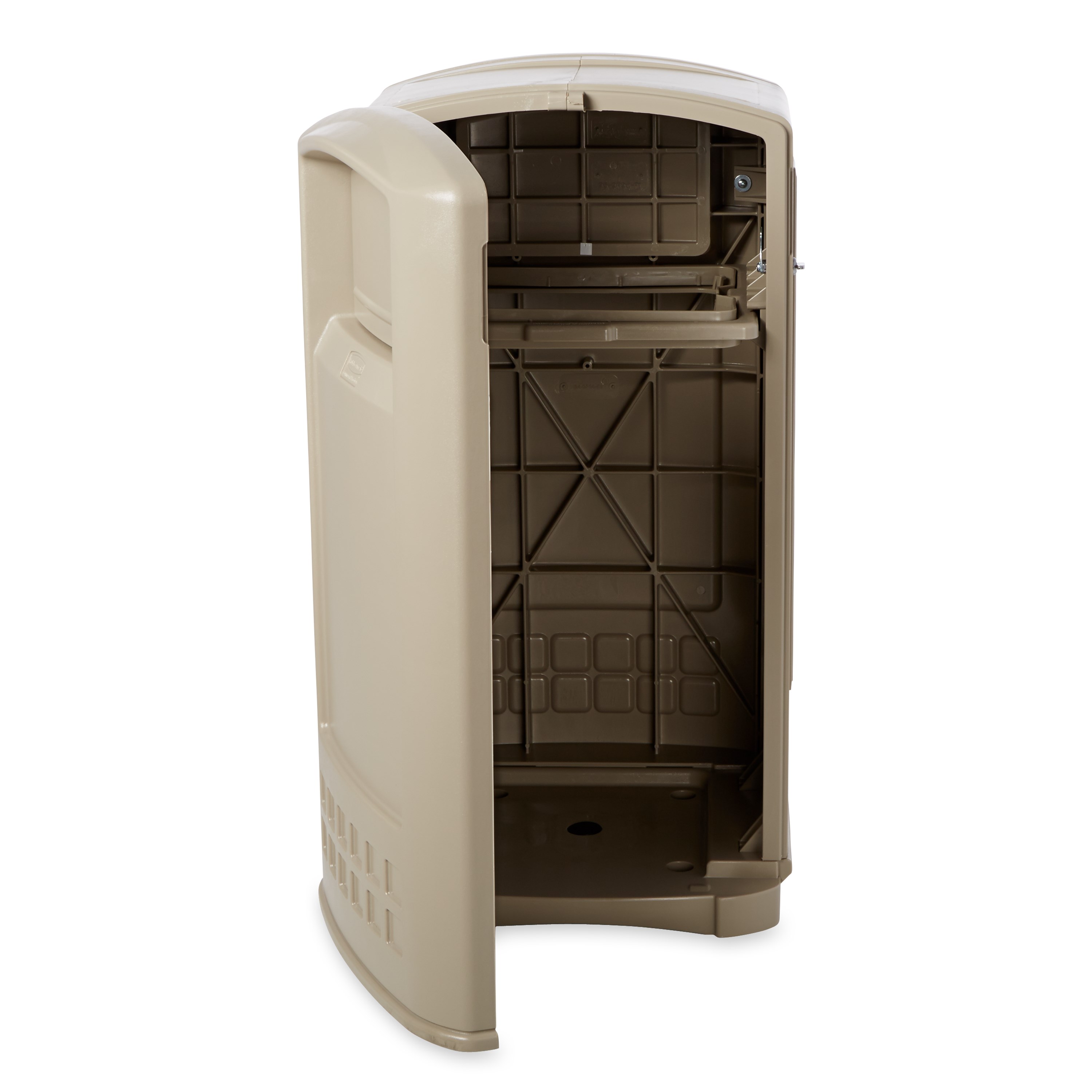 The Plaza® Jr. Container offers contemporary styling with a side-opening door for "no lift" waste removal.