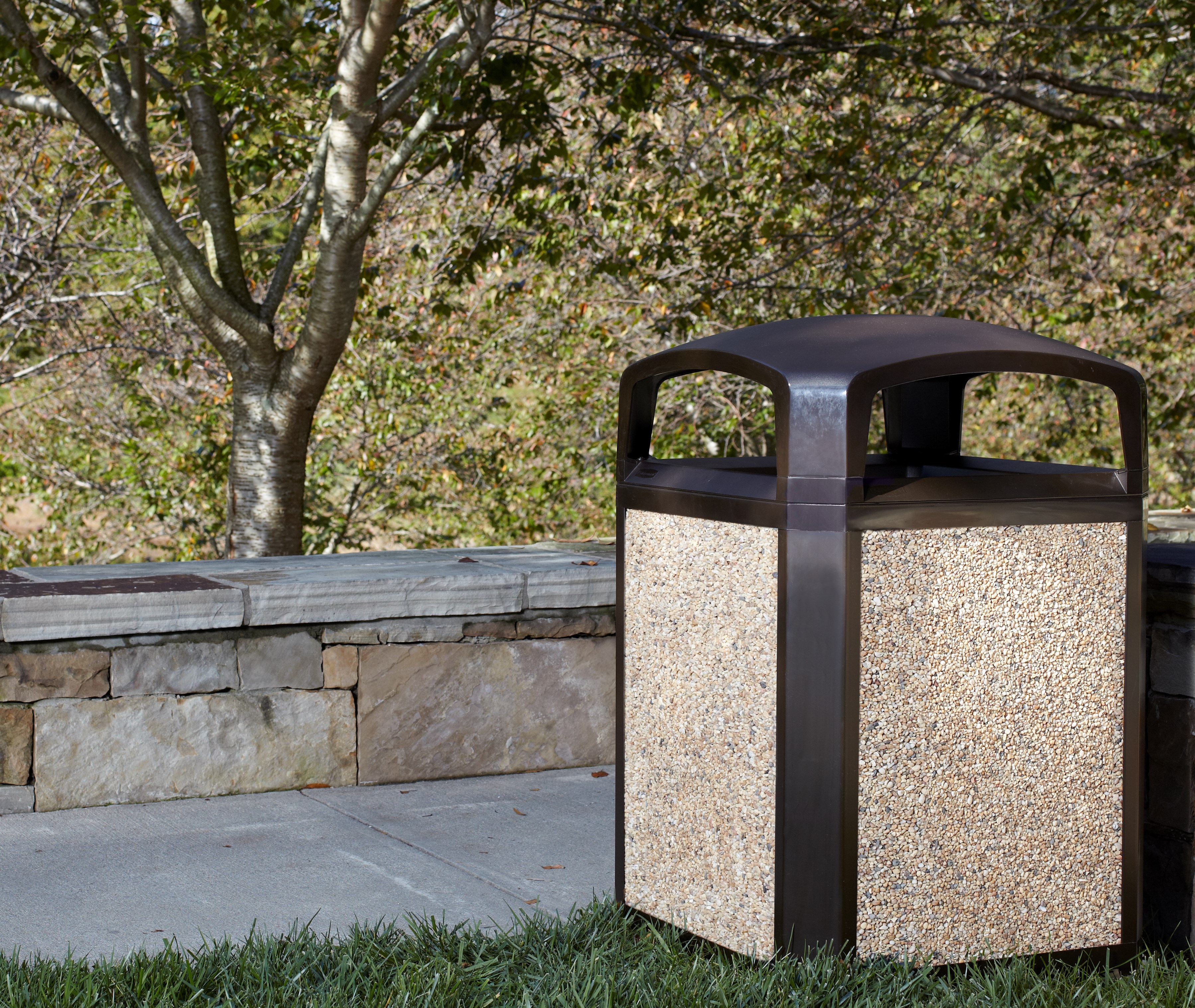 Pair the River Rock decorative stone panels with 35 Gal Landmark Series® Classic Container (sold separately) to add final touch creating an attractive receptacle.