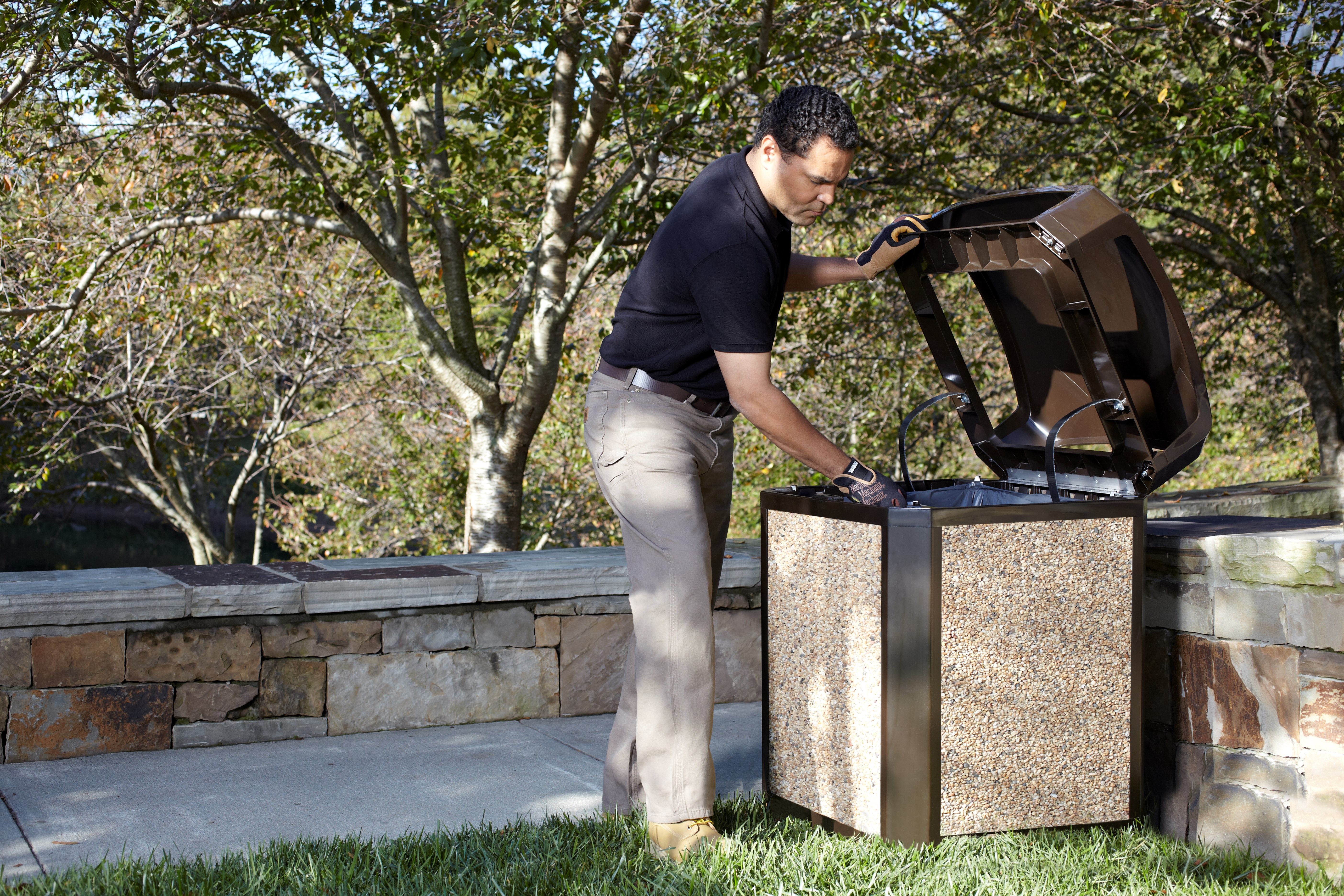 Pair the River Rock decorative stone panels with 35 Gal Landmark Series® Classic Container (sold separately) to add final touch creating an attractive receptacle.