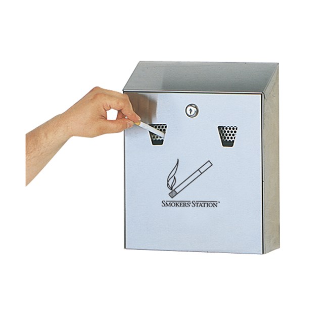 Simply snuff out cigarettes on the extinguishing screen and drop into the receptacle with the Smoker's Station® Wall Mount Urn.