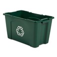 The Rubbermaid Commercial Recycling Bin is made of post-consumer recycled resin for commercial recycling use.