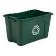 The Rubbermaid Commercial Recycling Bin is made of post-consumer recycled resin for commercial recycling use.