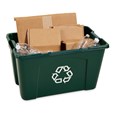 The Rubbermaid Commercial Recycling Bin is made of post-consumer recycled resin for commercial recycling use.