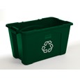 The Rubbermaid Commercial Recycling Bin is made of post-consumer recycled resin for commercial recycling use.