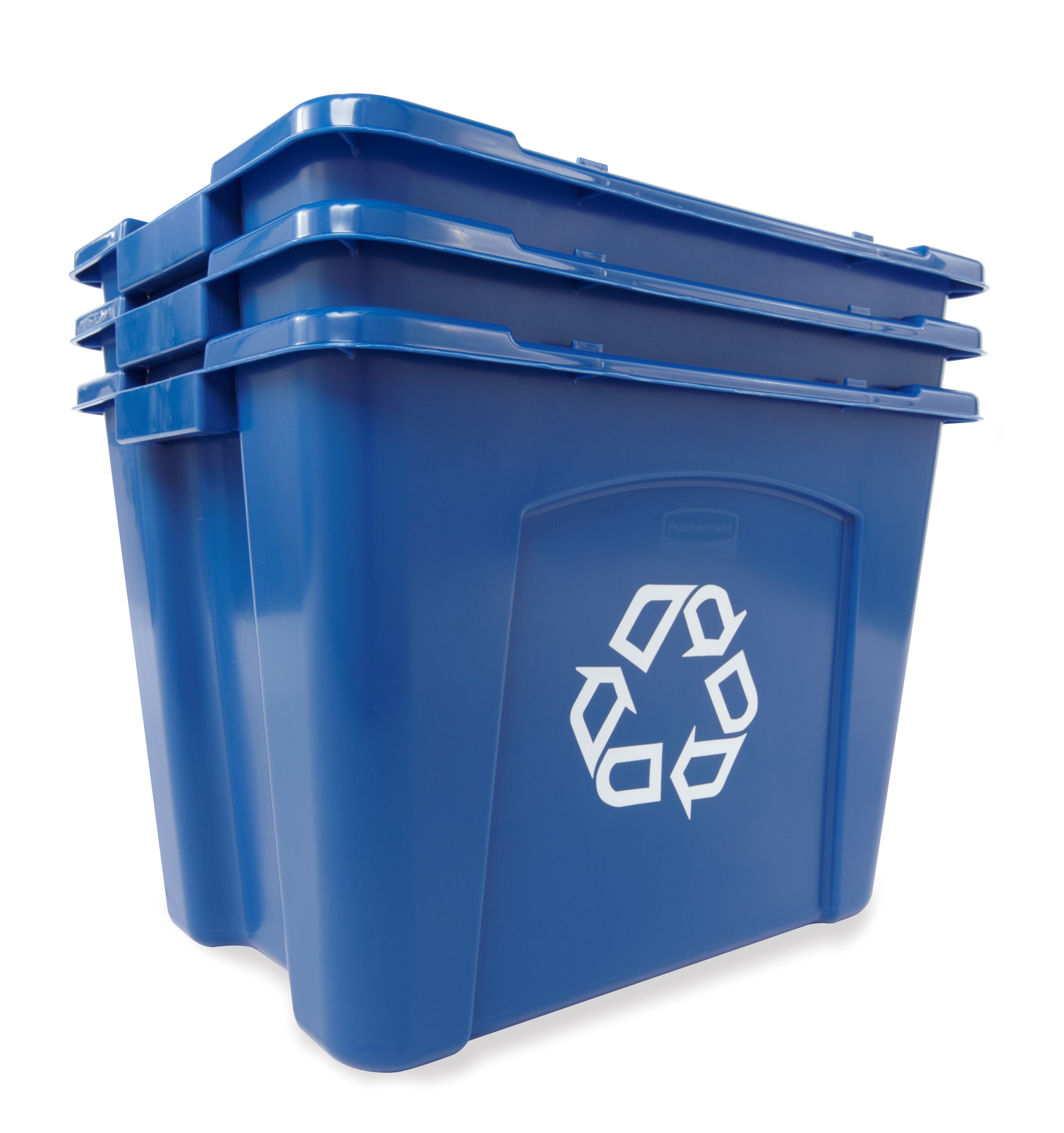 Thùng tái chế thương mại Rubbermaid được làm từ nhựa tái chế sau tiêu dùng để sử dụng cho mục đích tái chế thương mại.