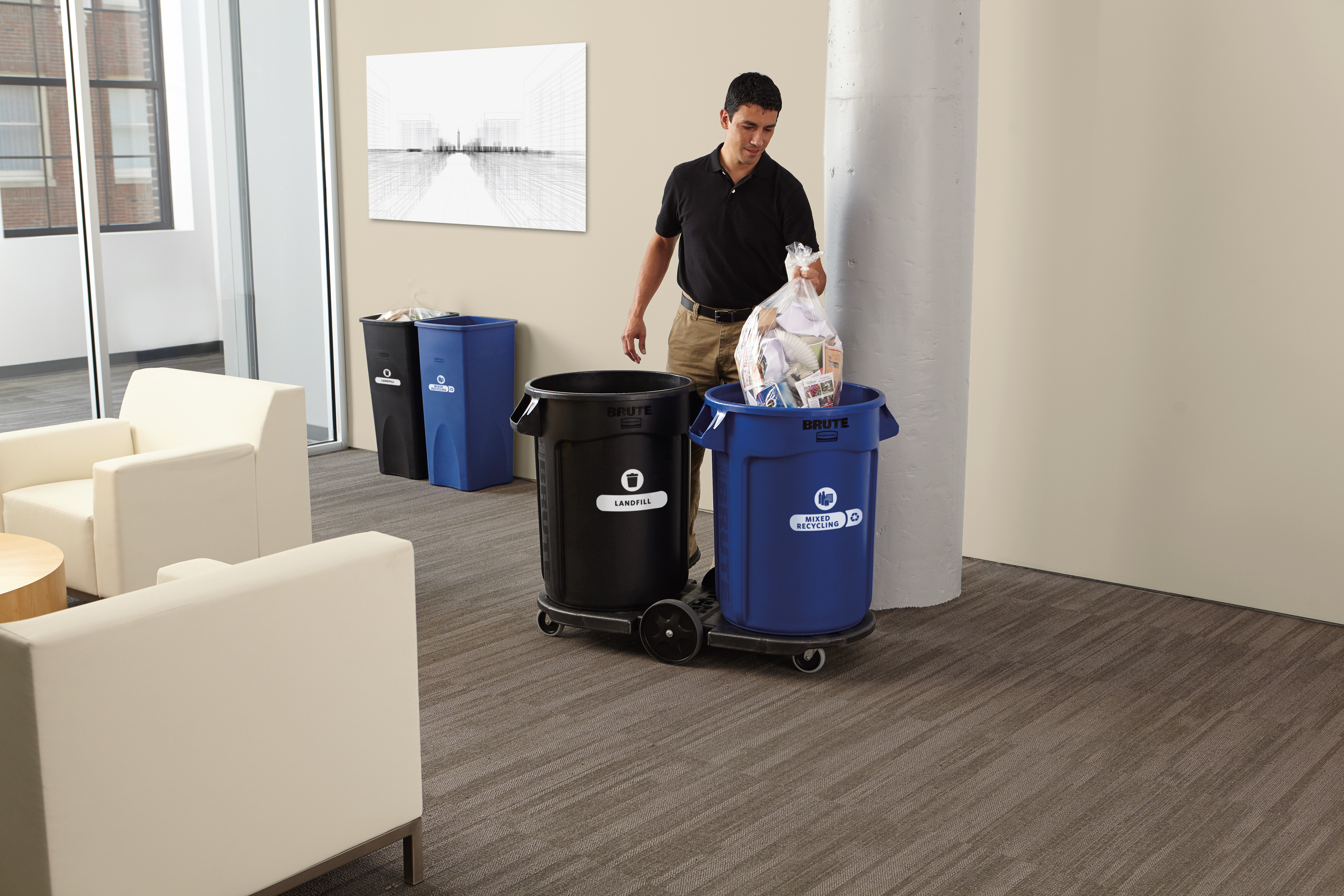 Expert-designed waste stream labels feature three visual cues, the recycling symbol, a stream icon and verbiage proven to increase recycling effectiveness. Kit includes labels designed for wastebaskets.