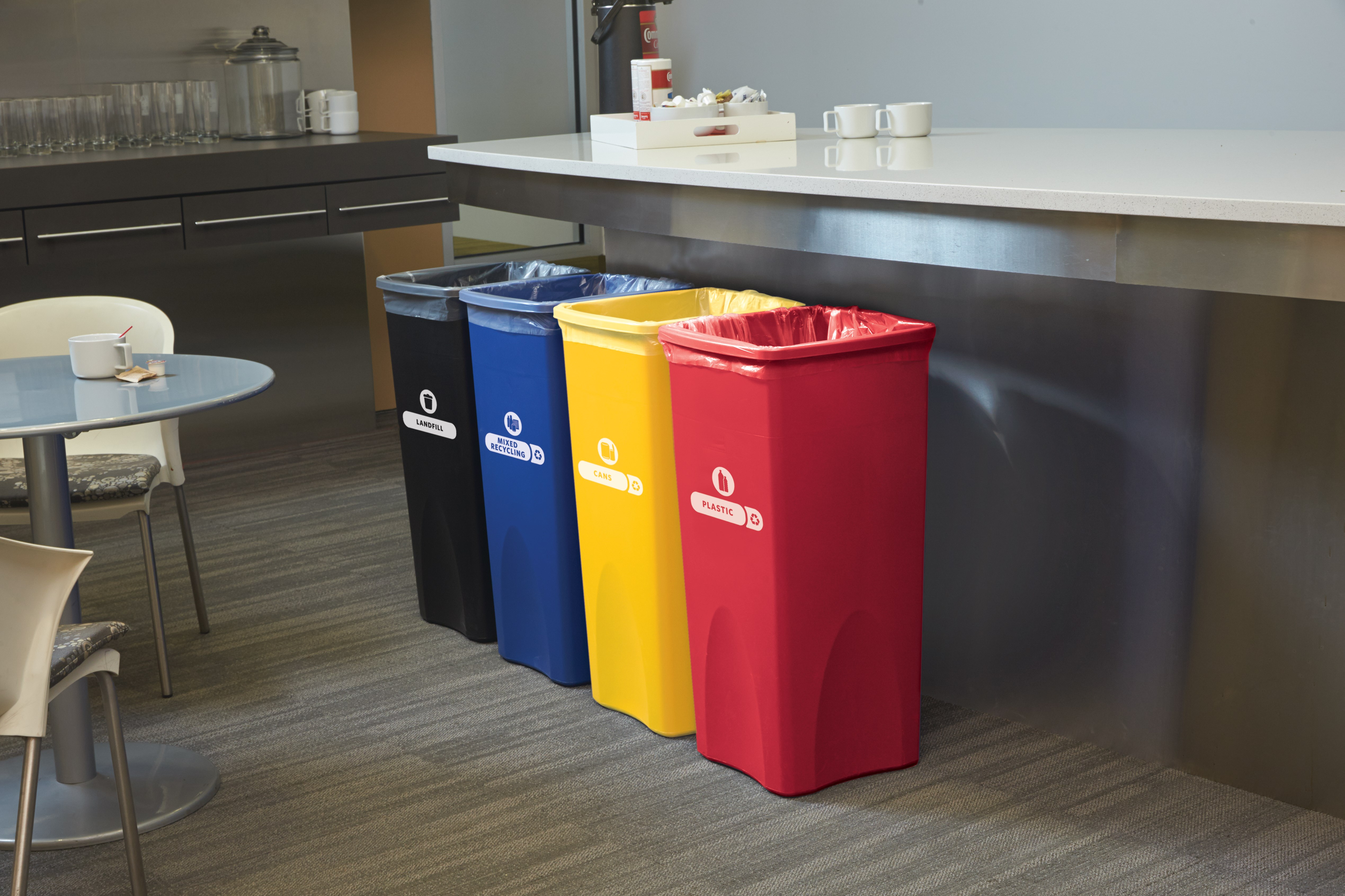 Expert-designed waste stream labels feature three visual cues, the recycling symbol, a stream icon and verbiage proven to increase recycling effectiveness. Kit includes labels designed for wastebaskets.