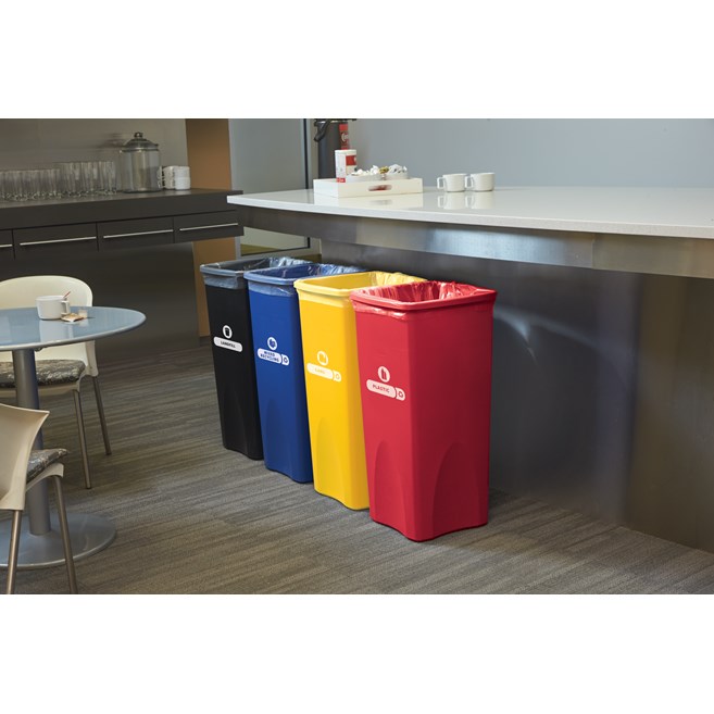 Expert-designed waste stream labels feature three visual cues, the recycling symbol, a stream icon and verbiage proven to increase recycling effectiveness. Kit includes labels designed for wastebaskets.