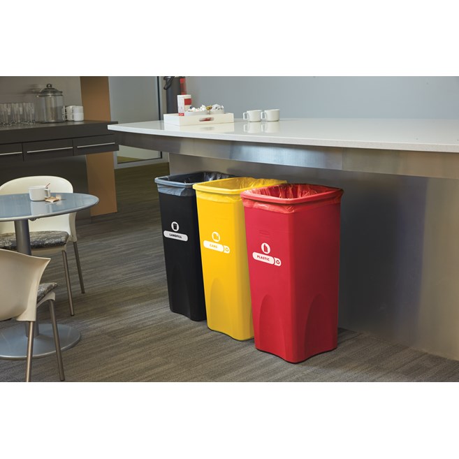 Expert-designed waste stream labels feature three visual cues, the recycling symbol, a stream icon and verbiage proven to increase recycling effectiveness. Kit includes labels designed for wastebaskets.