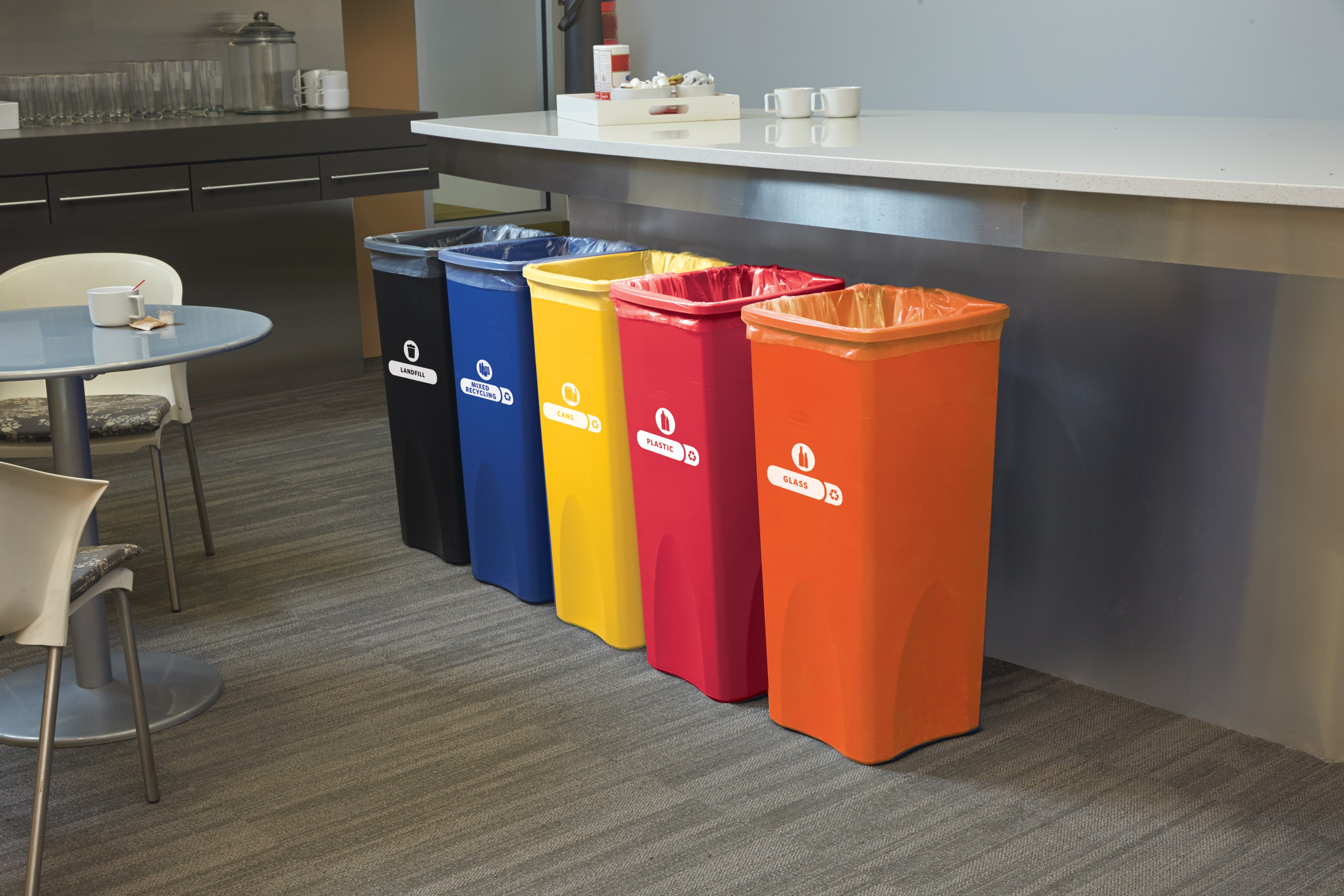 Expert-designed waste stream labels feature three visual cues, the recycling symbol, a stream icon and verbiage proven to increase recycling effectiveness. Kit includes labels designed for wastebaskets.