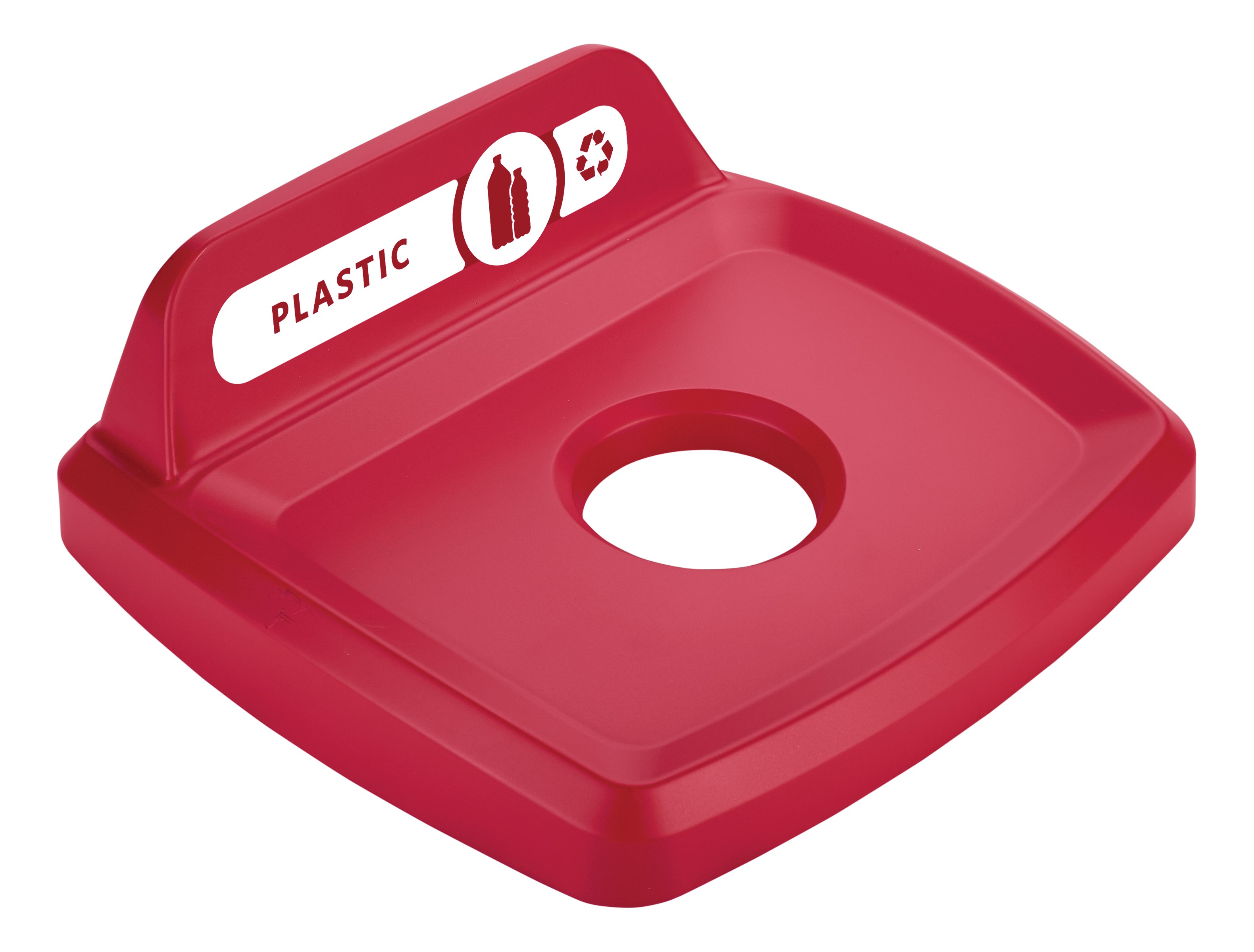 The Rubbermaid Commercial Products Universal Lids are designed to make recycling easier with consistent color-coding, lid openings and waste stream options