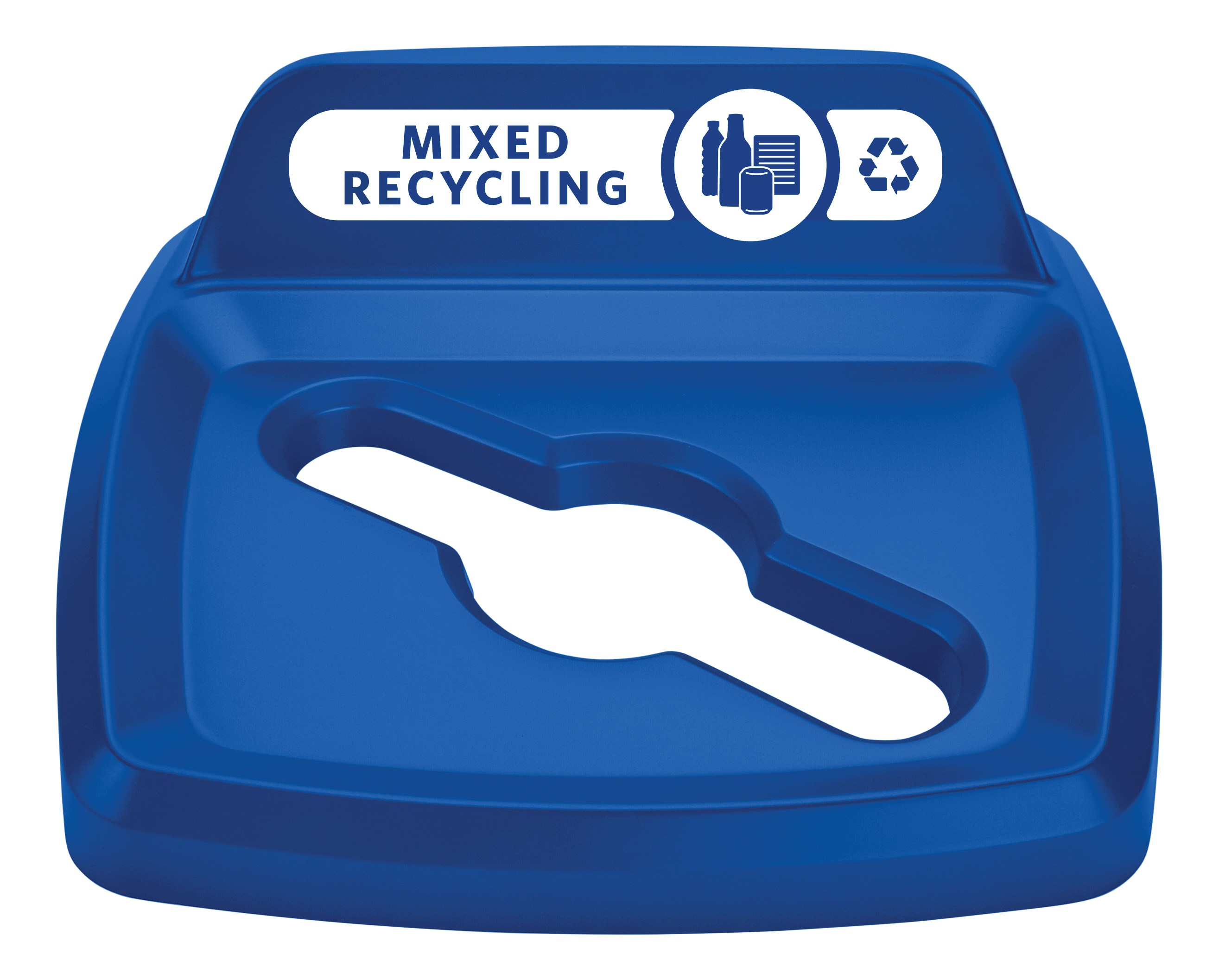 The Rubbermaid Commercial Products Universal Lids are designed to make recycling easier with consistent color-coding, lid openings and waste stream options