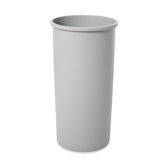 Le conteneur rond Rubbermaid Untouchable® est peu encombrant et économique.