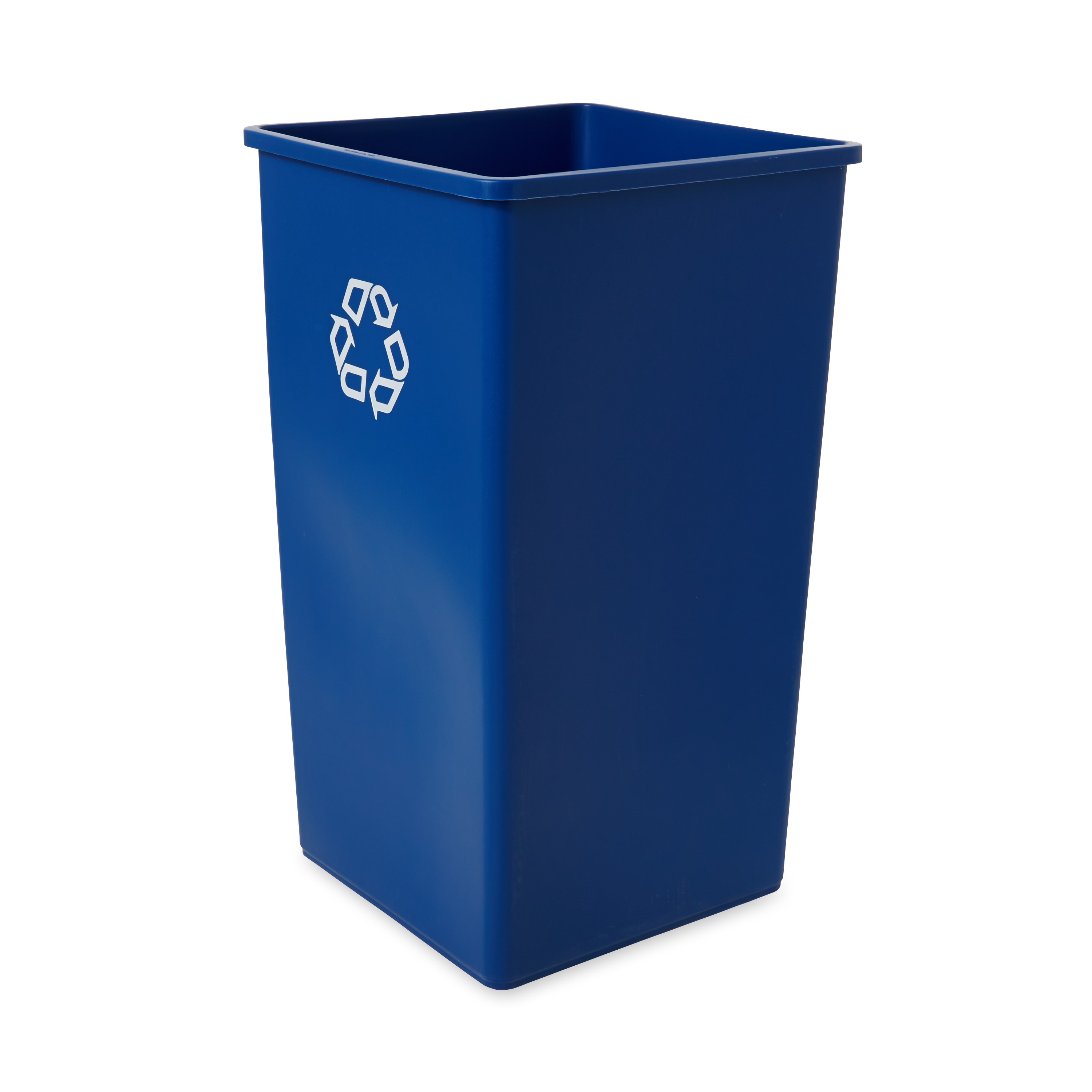The Rubbermaid Commercial Products Universal Recycling Container is perfect for use in areas of high paper generation, such as near copiers, printers, and in mailrooms. This square recycler contains Post-Consumer Recycled Resin (PCR) exceeding EPA guidelines.