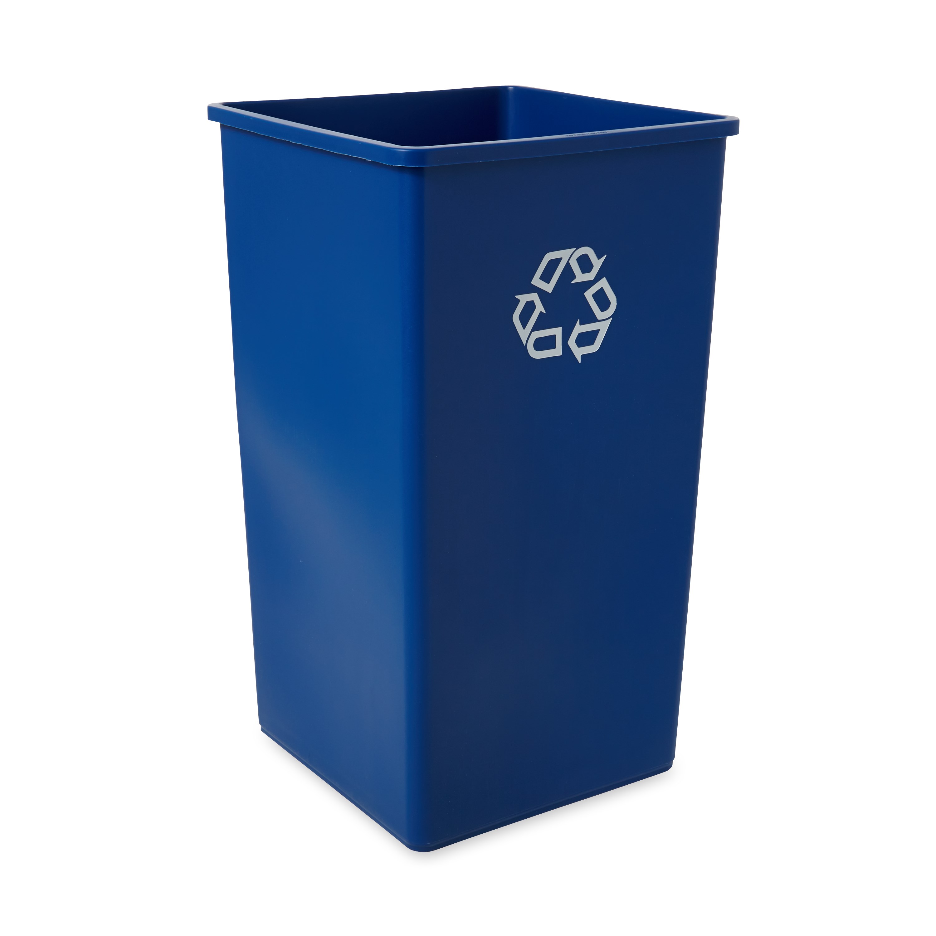 The Rubbermaid Commercial Products Universal Recycling Container is perfect for use in areas of high paper generation, such as near copiers, printers, and in mailrooms. This square recycler contains Post-Consumer Recycled Resin (PCR) exceeding EPA guidelines.