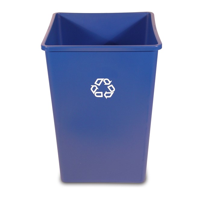 The Rubbermaid Commercial Products Universal Recycling Container is perfect for use in areas of high paper generation, such as near copiers, printers, and in mailrooms. This square recycler contains Post-Consumer Recycled Resin (PCR) exceeding EPA guidelines.