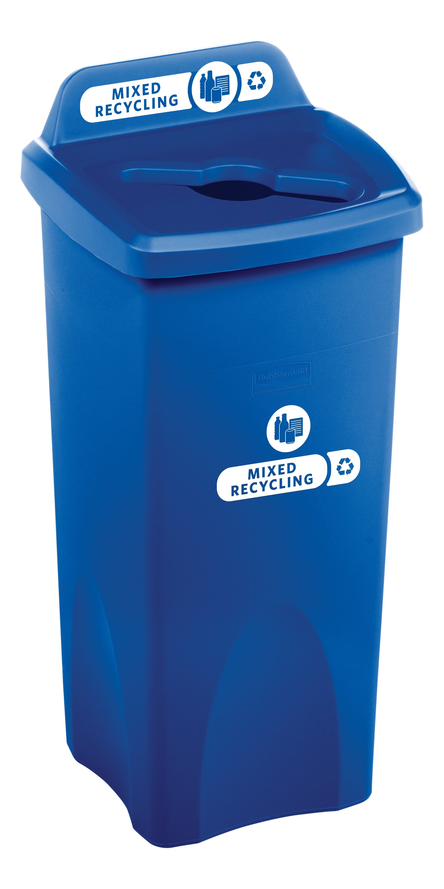 Stationary containers provide convenient central collection sites for multiple work stations or areas.