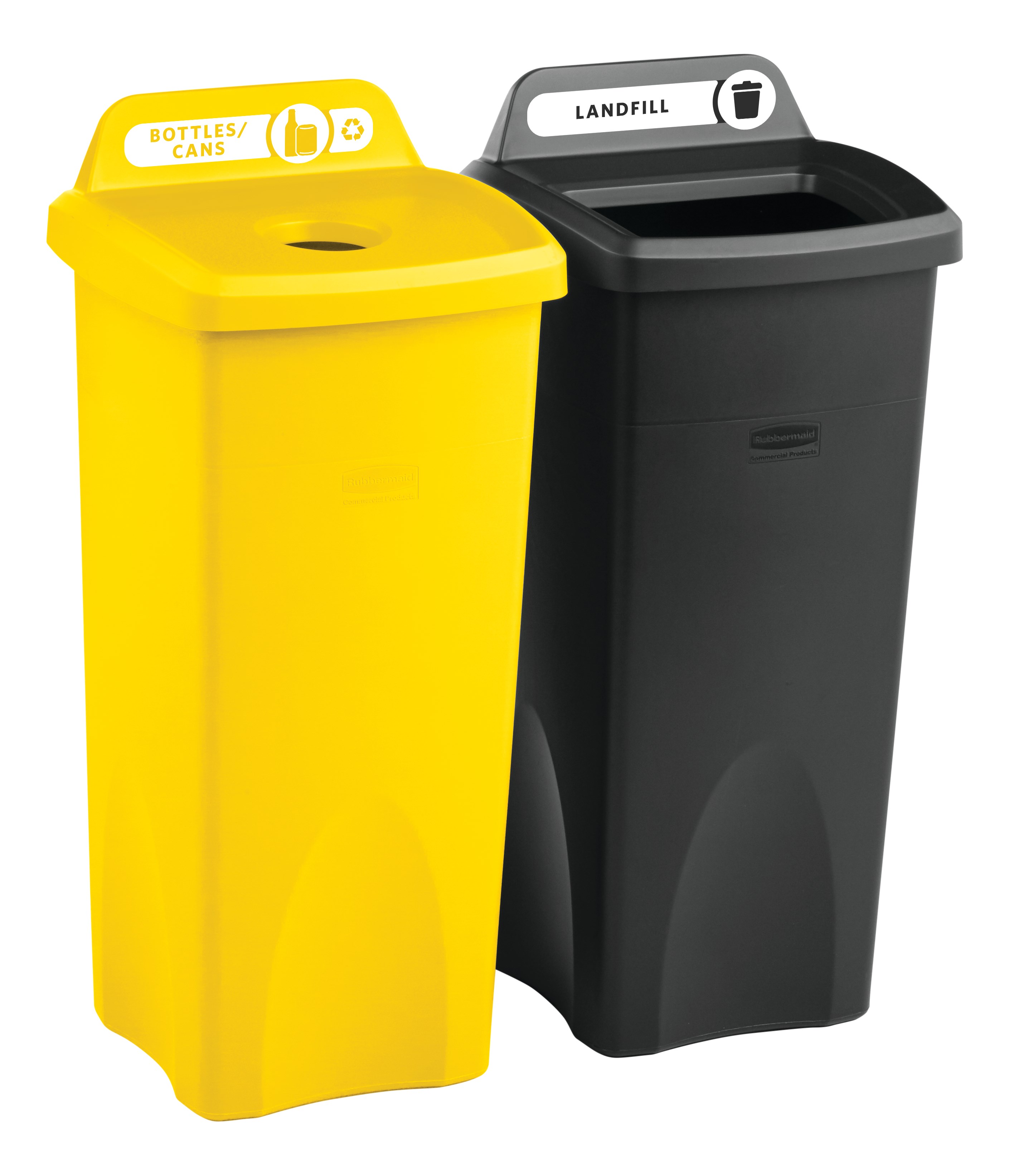 Stationary containers provide convenient central collection sites for multiple work stations or areas.