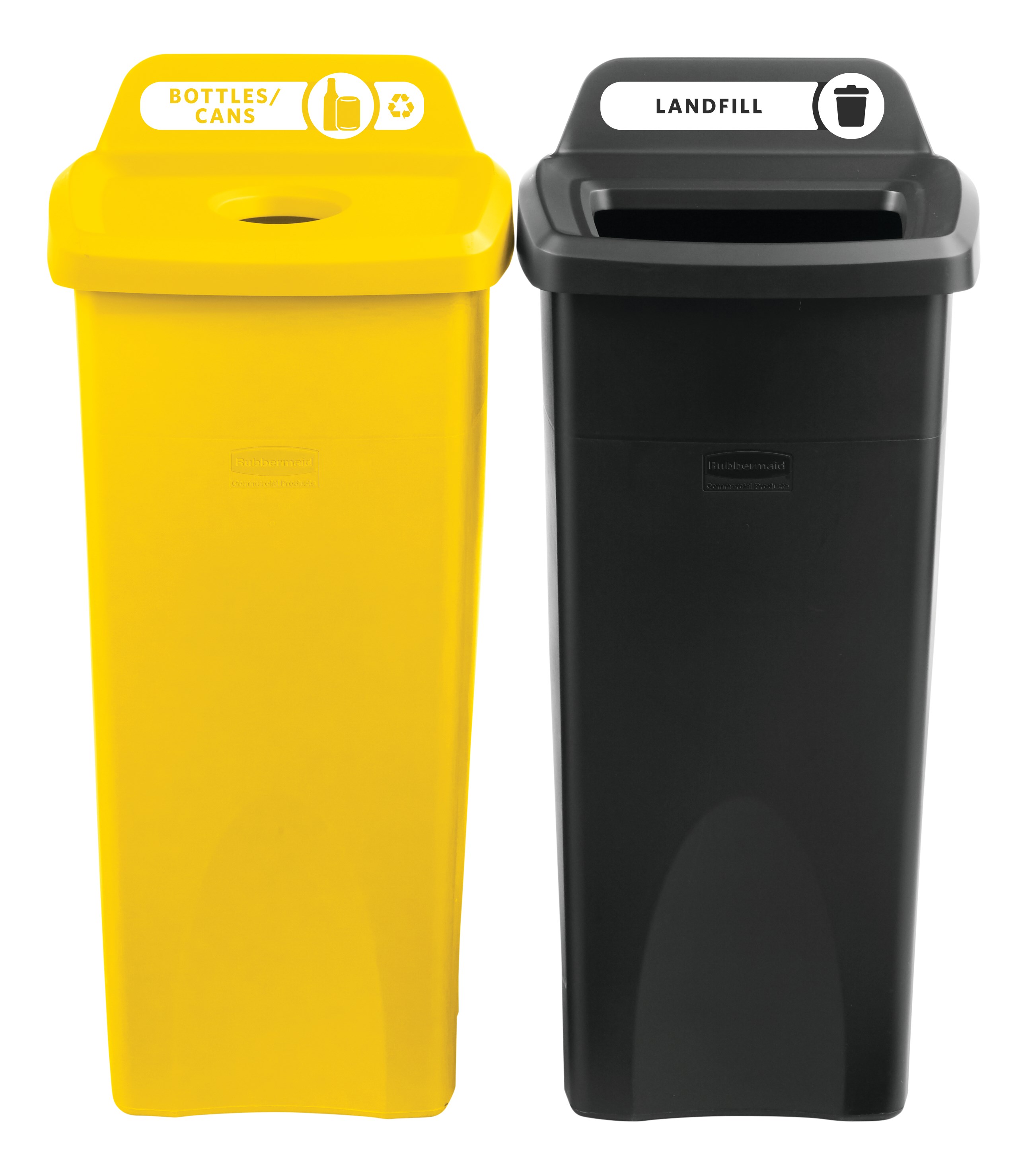 Stationary containers provide convenient central collection sites for multiple work stations or areas.