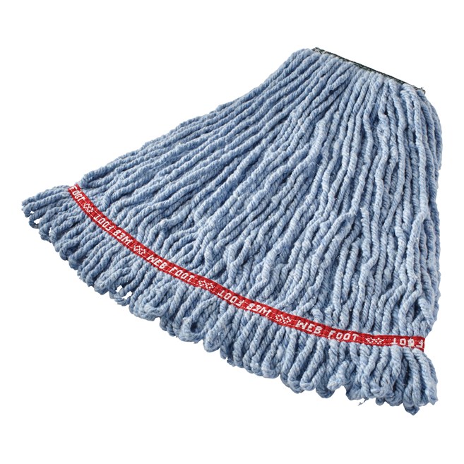 Web Foot Wet Mop Heads, Shrinkless, Cotton/Synthetic, Blue, Large Web Foot Wet Mop Heads, Shrinkless, Cotton/Synthetic, Blue, Large