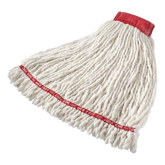 Web Foot® Blend Shrinkless Mop is made from a balanced 4-ply blend of cotton and synthetic yarn for high absorbency that is ideal for general purpose mopping.