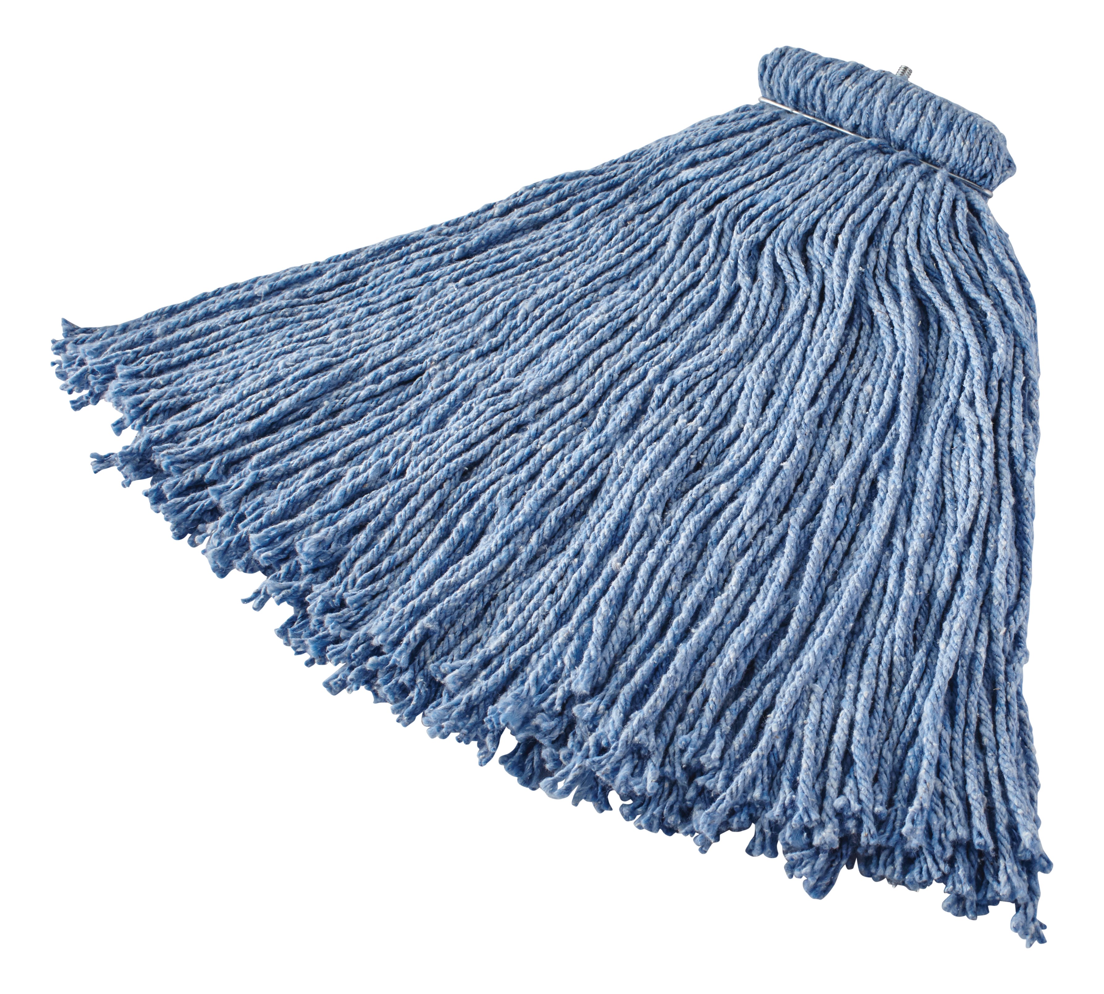 Cut-end mop with screw-on head for general-purpose mopping. Blend of 4-ply cotton/rayon/synthetic. Enhanced mop-to-floor contact.