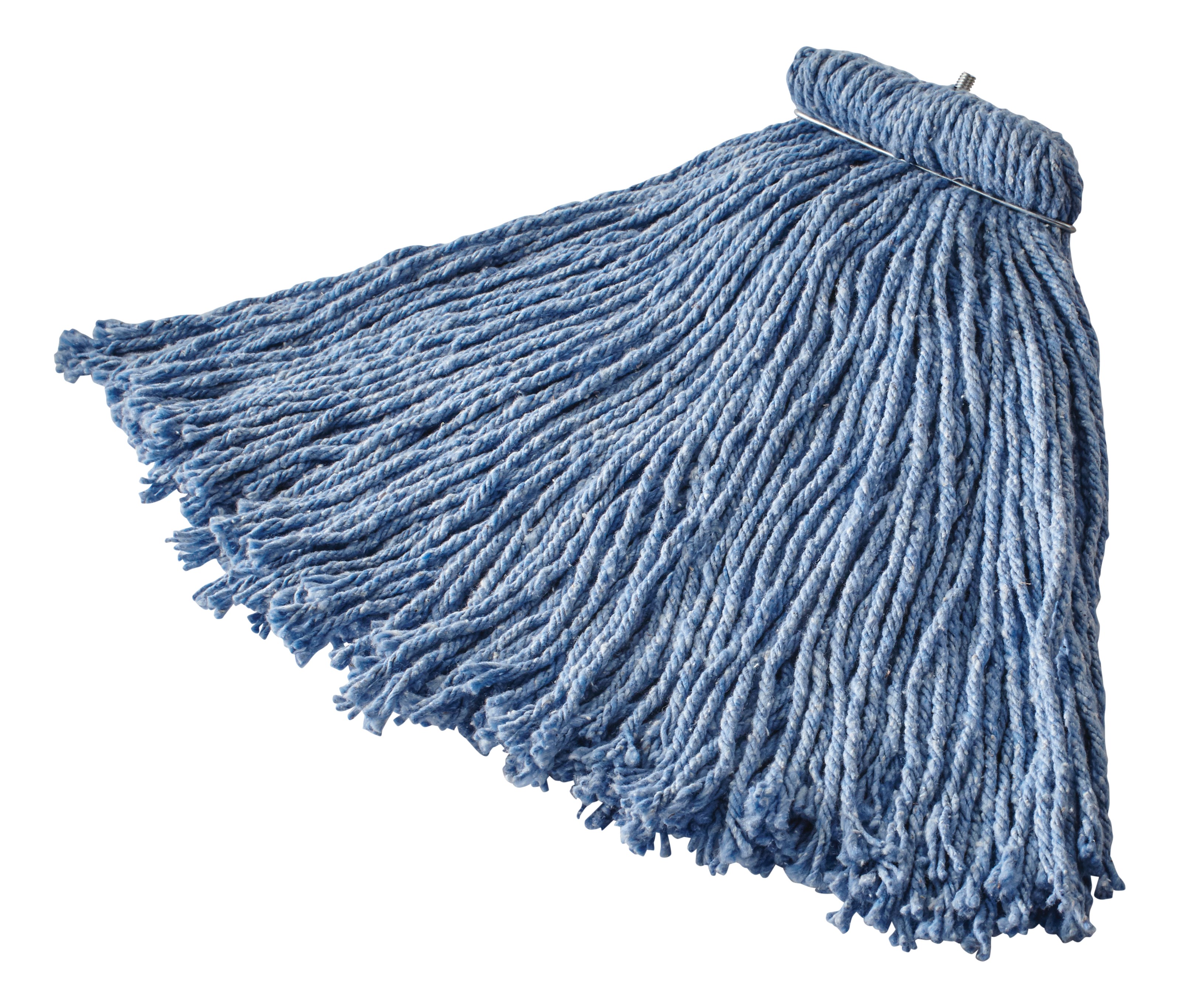 Cut-end mop with screw-on head for general-purpose mopping. Blend of 4-ply cotton/rayon/synthetic. Enhanced mop-to-floor contact.