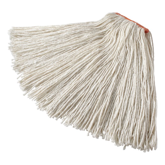 The Rubbermaid Commercial Cut End Mop features a bolt-on head for general purpose mopping.