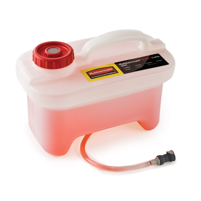 El organizador de gran capacidad Rubbermaid Commercial HYGEN™ PULSE™ permite a los usuarios limpiar fácilmente hasta 929 metros cuadrados, reduciendo la frecuencia de los viajes al armario de suministro.