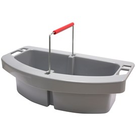 The Rubbermaid Commercial Maid Cleaning Caddy can be carried on its own or snapped into the 44-gallon BRUTE container (sold separately) for additional storage.
