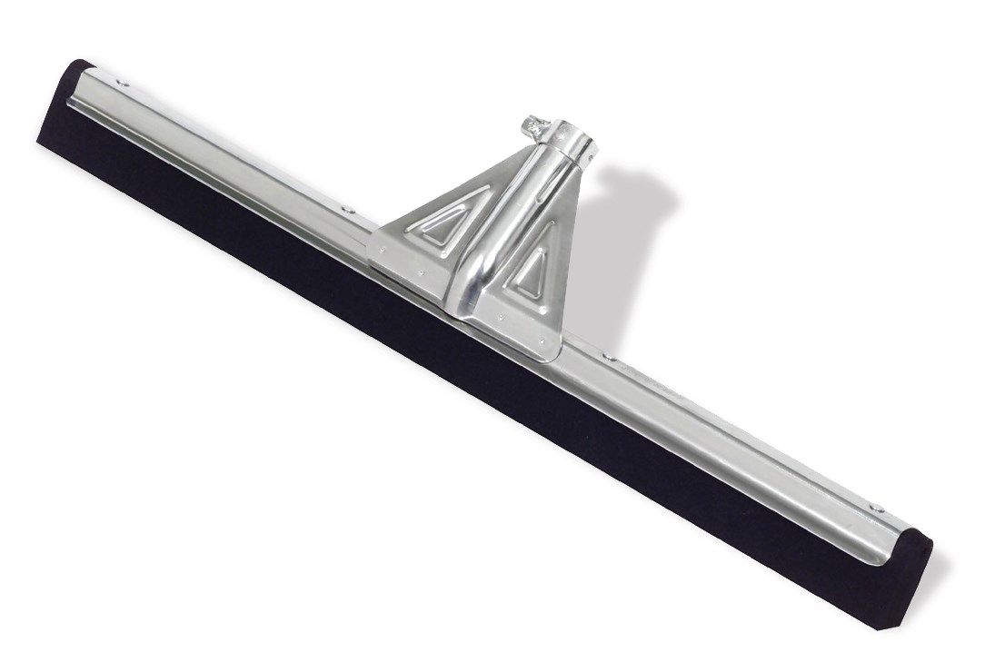 The heavy-duty floor squeegee has a natural moss rubber blade. It accepts a tapered handle. It is used to clean up wet or dry spills in commercial, medical, and industrial environments.