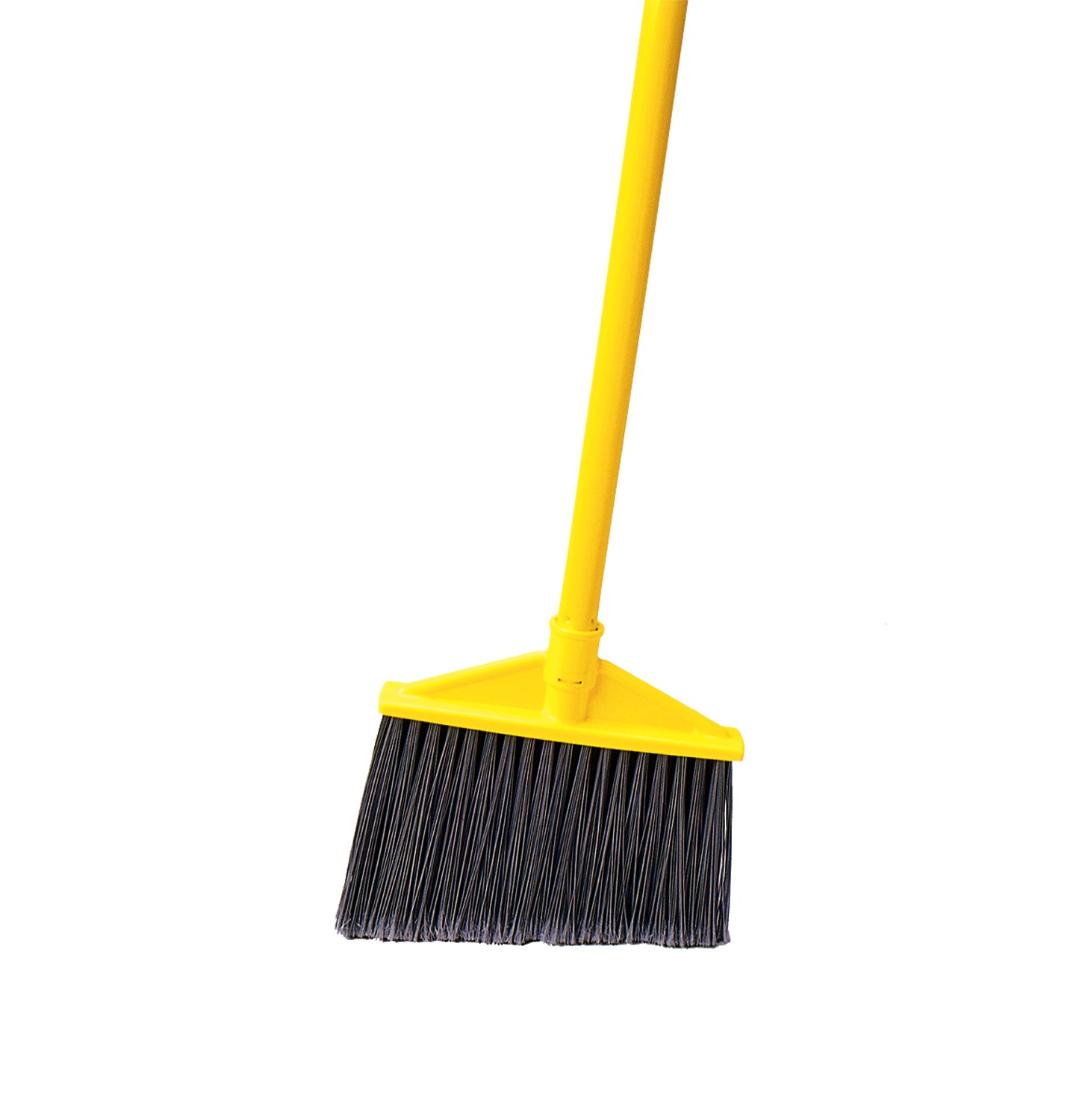 The Rubbermaid Commercial Angled Broom with Polyethylene Bristles has sturdy bristles that are cut and shaped to make sweeping easier. Polypropylene bristles are both stain-resistant and designed for durability.