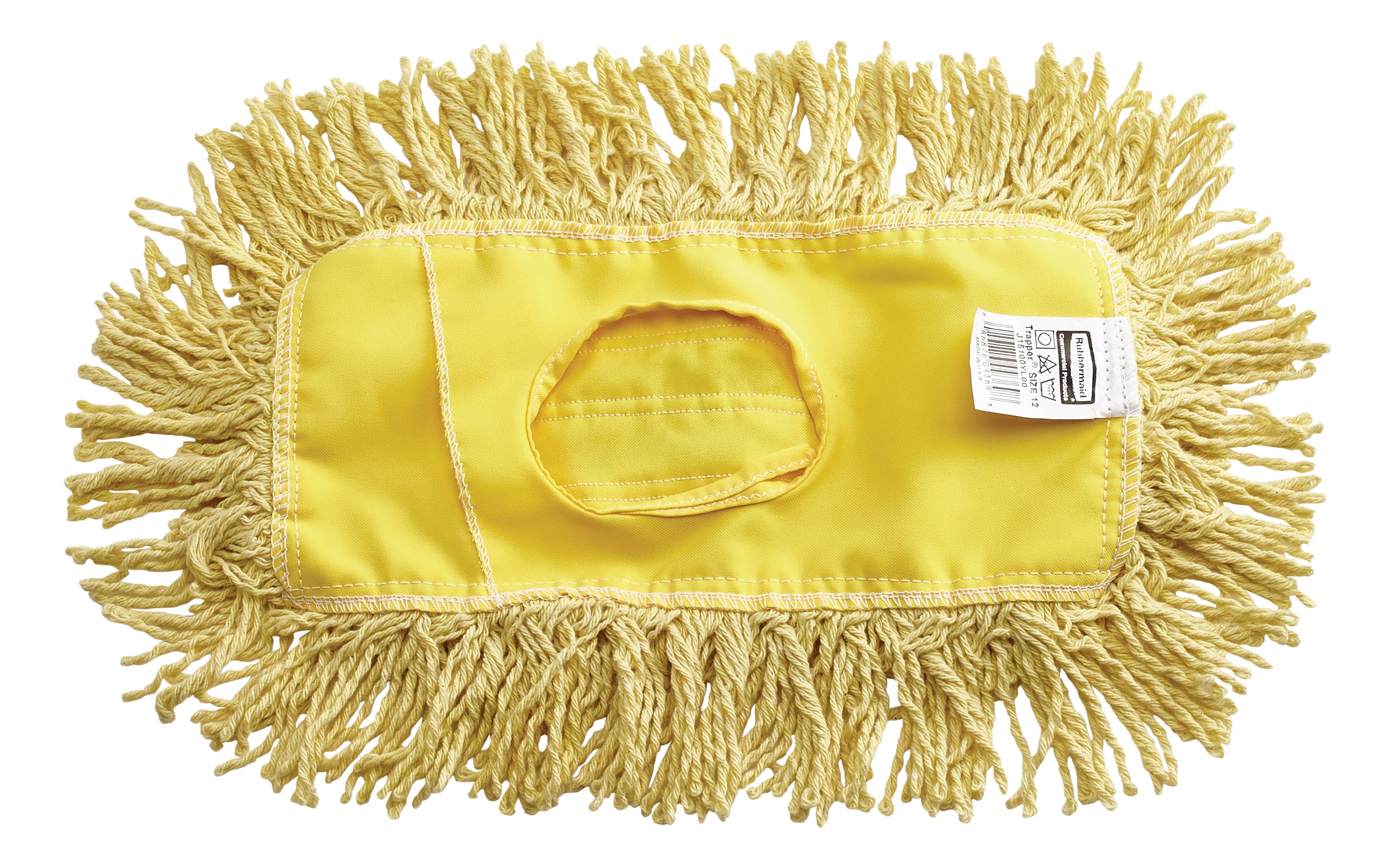 Trapper® Dust Mop 12" FGJ15100 is a looped-end, balanced-blend dust mop for general-purpose dust mopping. Pretreated, preshrunk, and fully launderable for long product life. Slip-on backing for easy setup. All-sewn construction. Recycled content: up to 65% post-industrial cotton and 35% PET plastic.