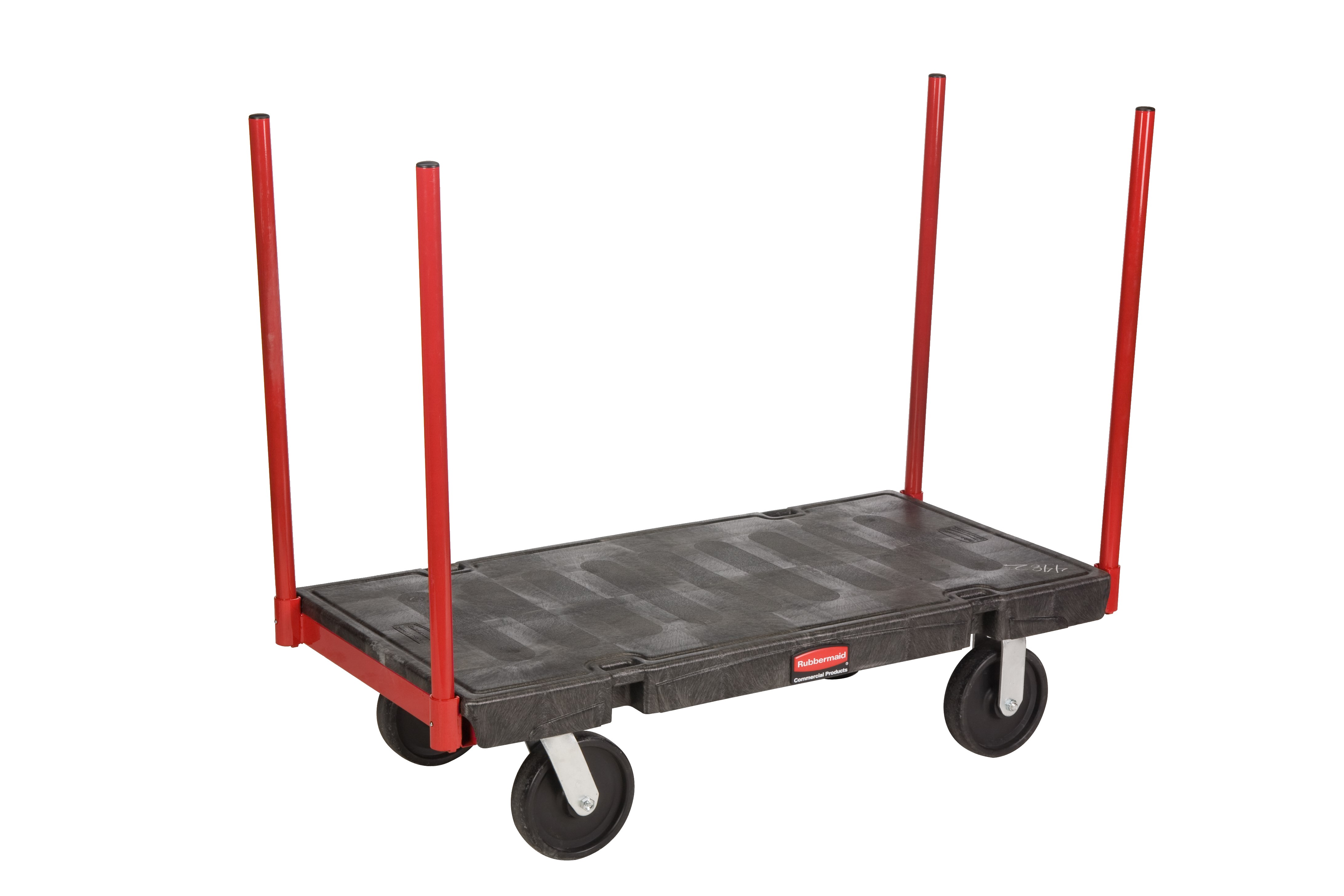 The Rubbermaid Commercial Stanchion Platform Truck 24"X48" with 8"POLYOLEFIN casters, 2500 lb. capacity