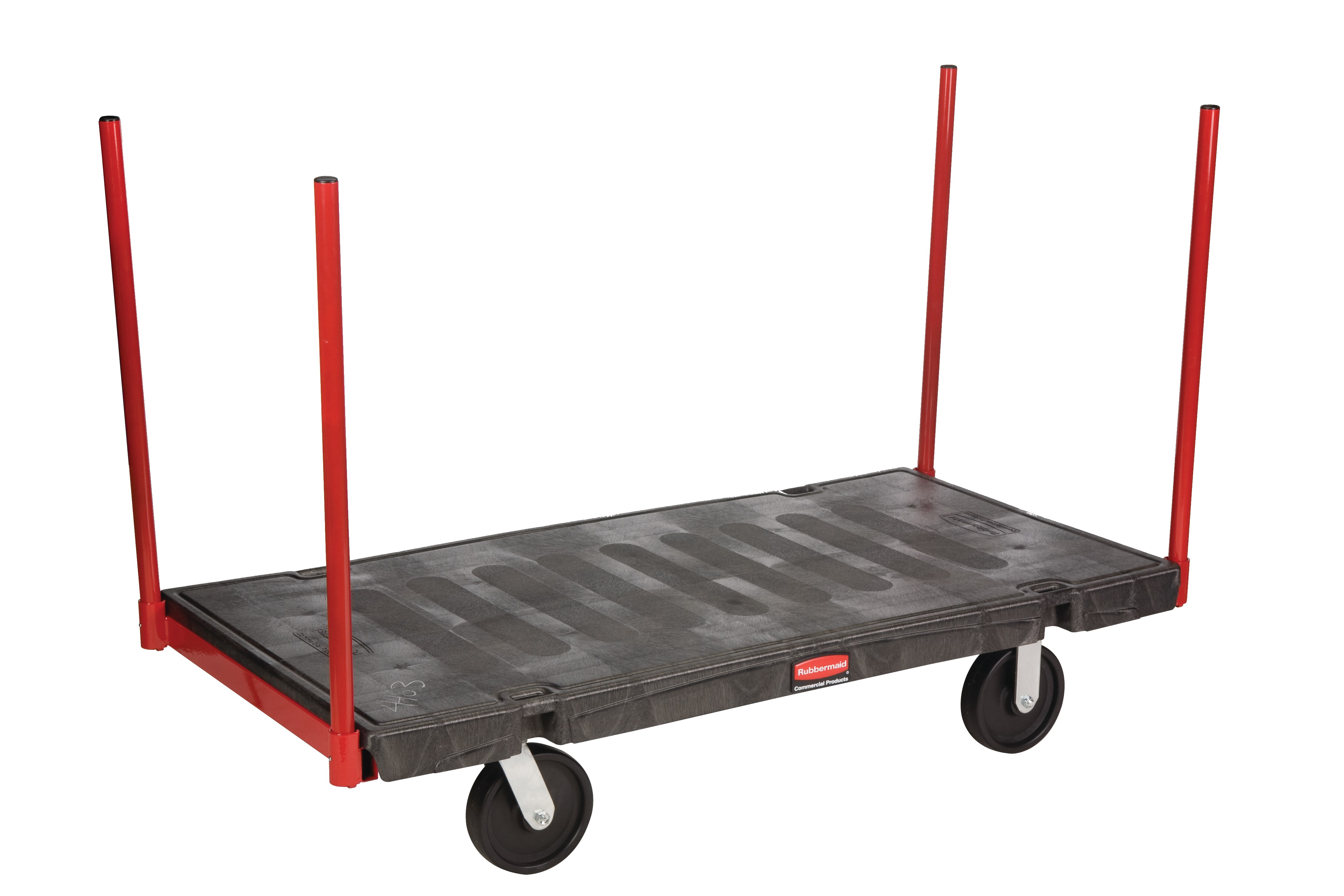 The Rubbermaid Commercial Stanchion Platform Truck 30"X60" with 8"POLYOLEFIN casters, 2500 lb. capacity