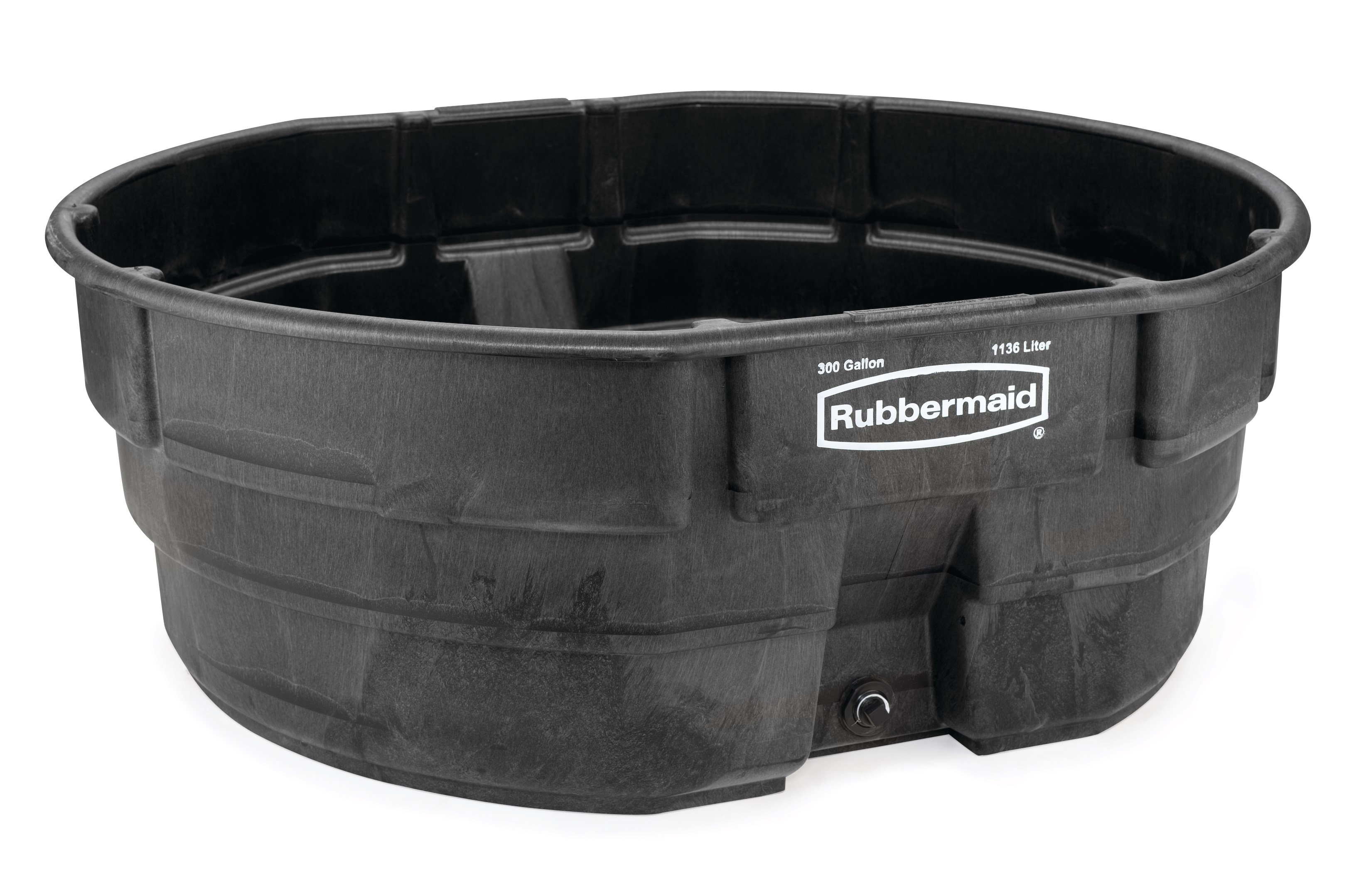 The 300 Gallon Stock Tank has a sleek appearance and smooth black color that features an over-sized drain plug for easy draining and cleaning. Constructed from molded polyethylene for superior performance and long-lasting durability in all types of weather. Traditionally used for providing drinking water to farm animals.