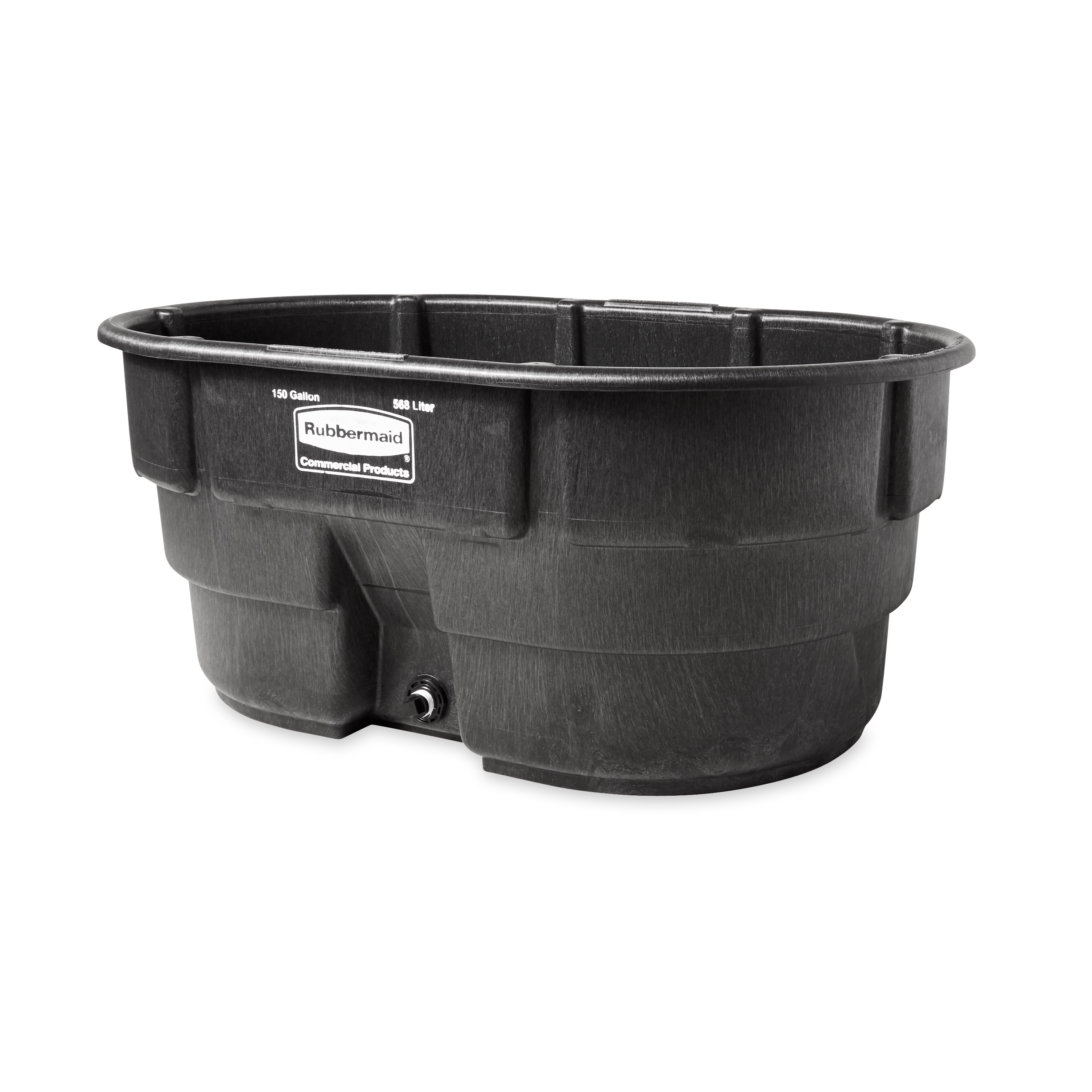 The 150 Gallon Stock Tank has a sleek appearance and smooth black color that features an over-sized drain plug for easy draining and cleaning. Constructed from molded polyethylene for superior performance and long-lasting durability in all types of weather. Traditionally used for providing drinking water to farm animals.