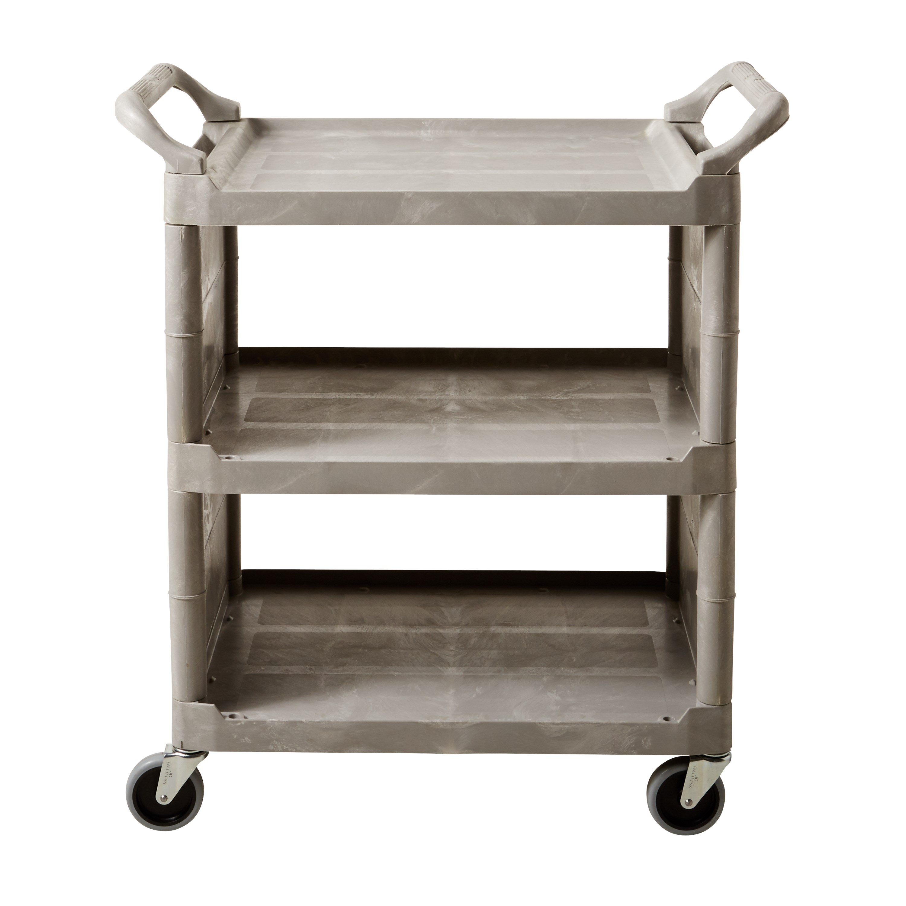 Service Utility Cart with 3-inch Swivel Casters and End Panels is a versatile, durable cart that can perform a wide variety of tasks. This rolling utility cart has non-marking swivel casters for smooth movement and raised arms on both sides for easy maneuverability.