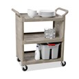 Service Utility Cart with 3-inch Swivel Casters and End Panels is a versatile, durable cart that can perform a wide variety of tasks. This rolling utility cart has non-marking swivel casters for smooth movement and raised arms on both sides for easy maneuverability.