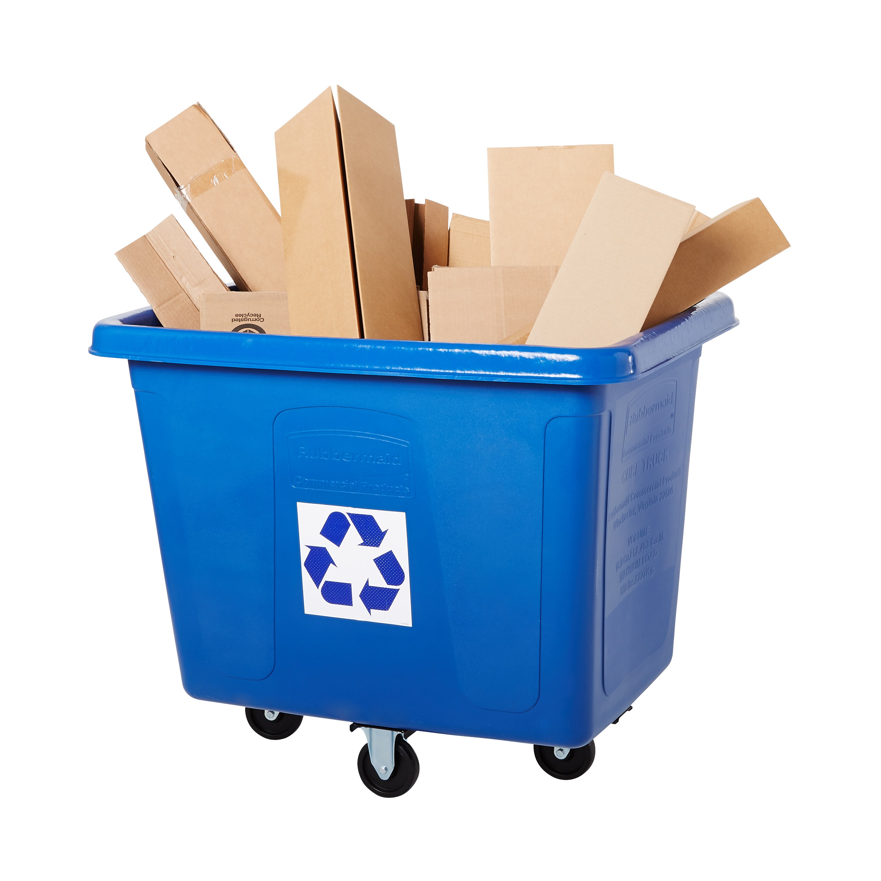 Rubbermaid Commercial 16 立方呎方管車是全系列方管車的一部分，可協助收集廢棄物、運送物料及處理衣物。