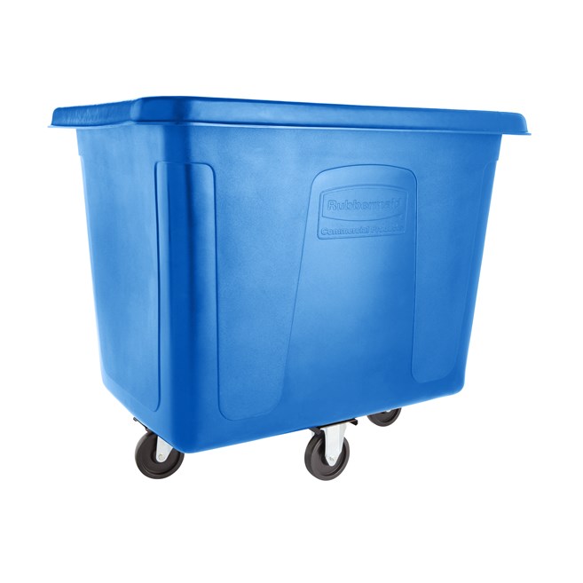 The Rubbermaid Commercial 16 cu ft Cube Truck is part of a full line of Cube Trucks assisting in waste collection, material transport, and laundry handling.